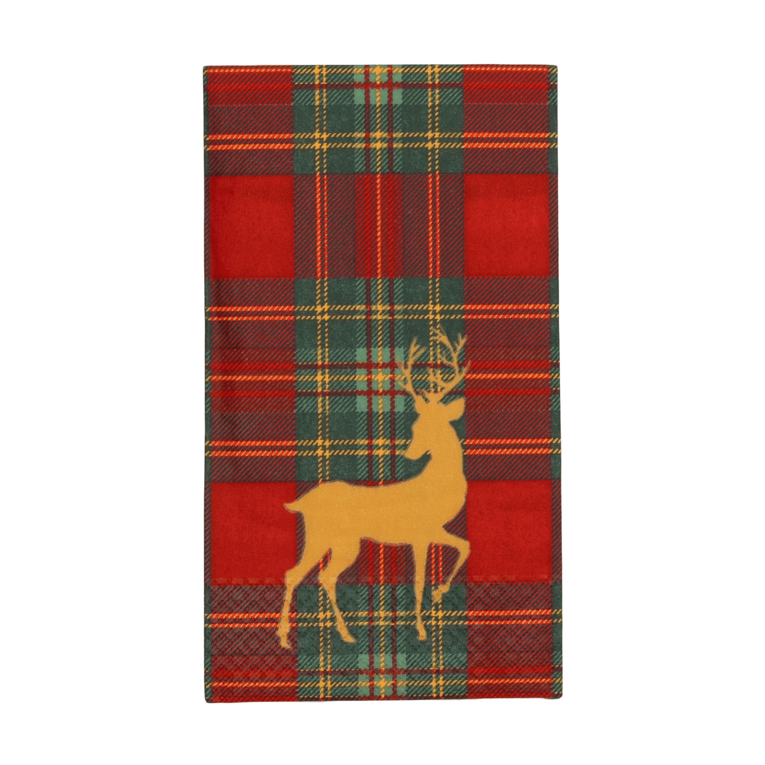 Reindeer Tartan Red Guest Towels
