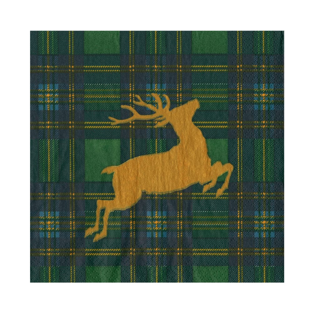 REINDEER TARTAN GREEN - NAPKIN LUNCHEON