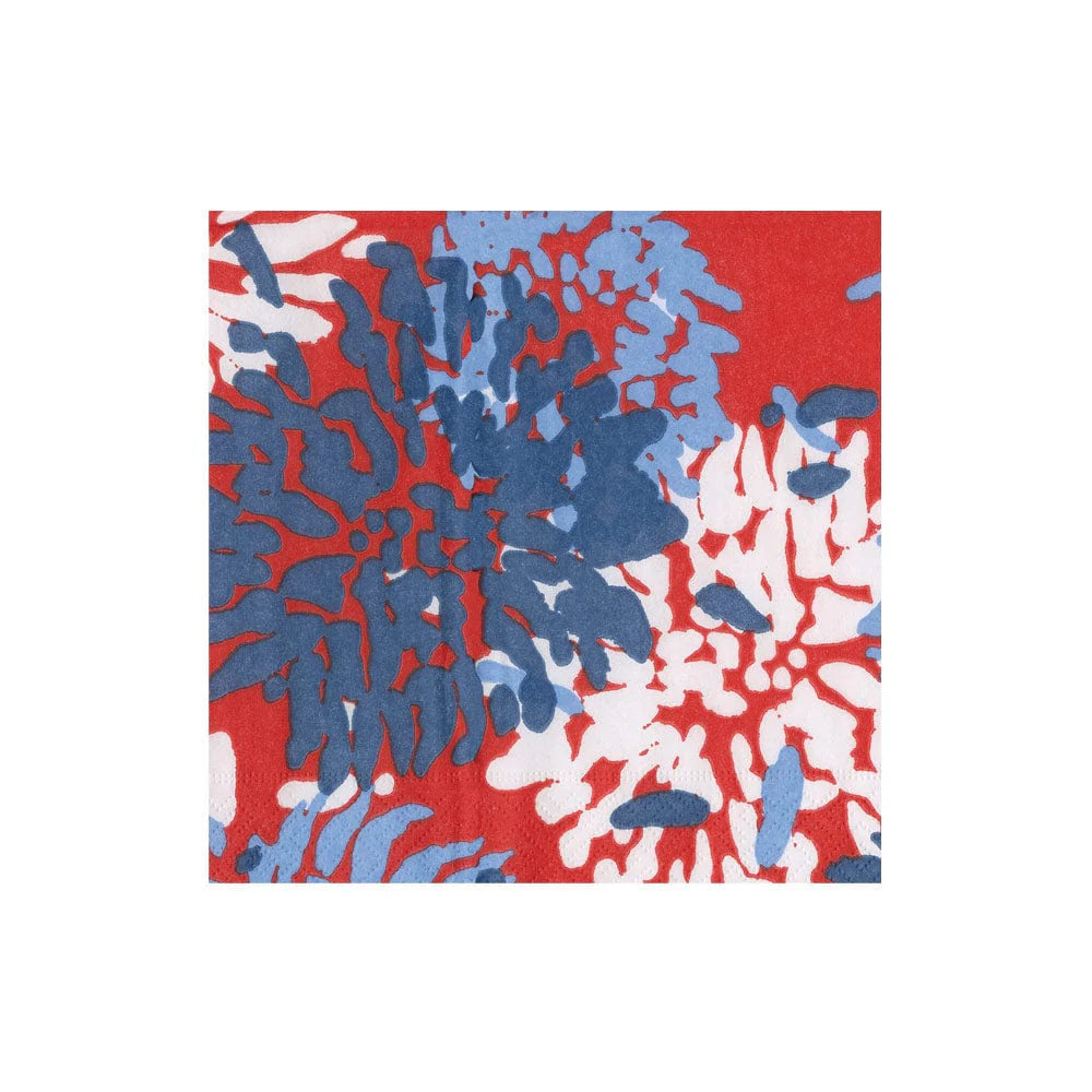 CHRYSANTHEMUM RED/WHITE/BLUE - NAPKIN COCKTAIL