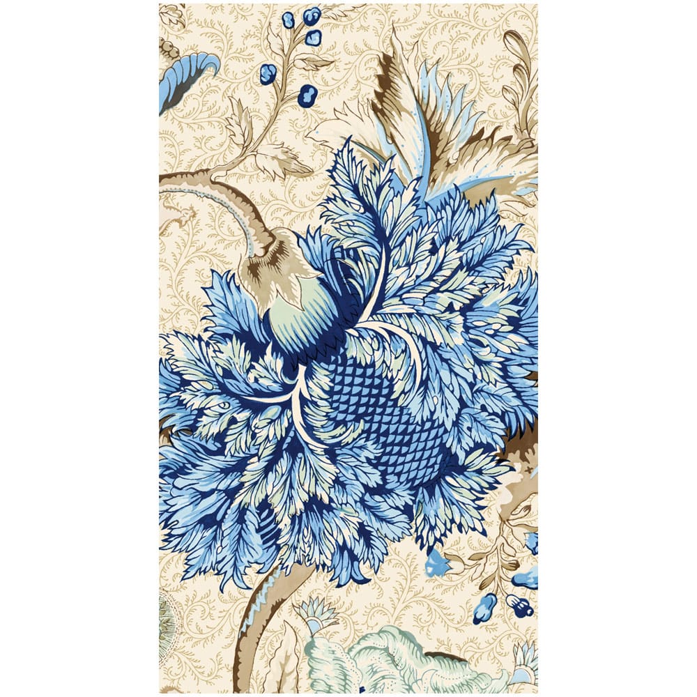 Caspari Pondicherry Delft paper guest towels, blue floral on cream, package of 15