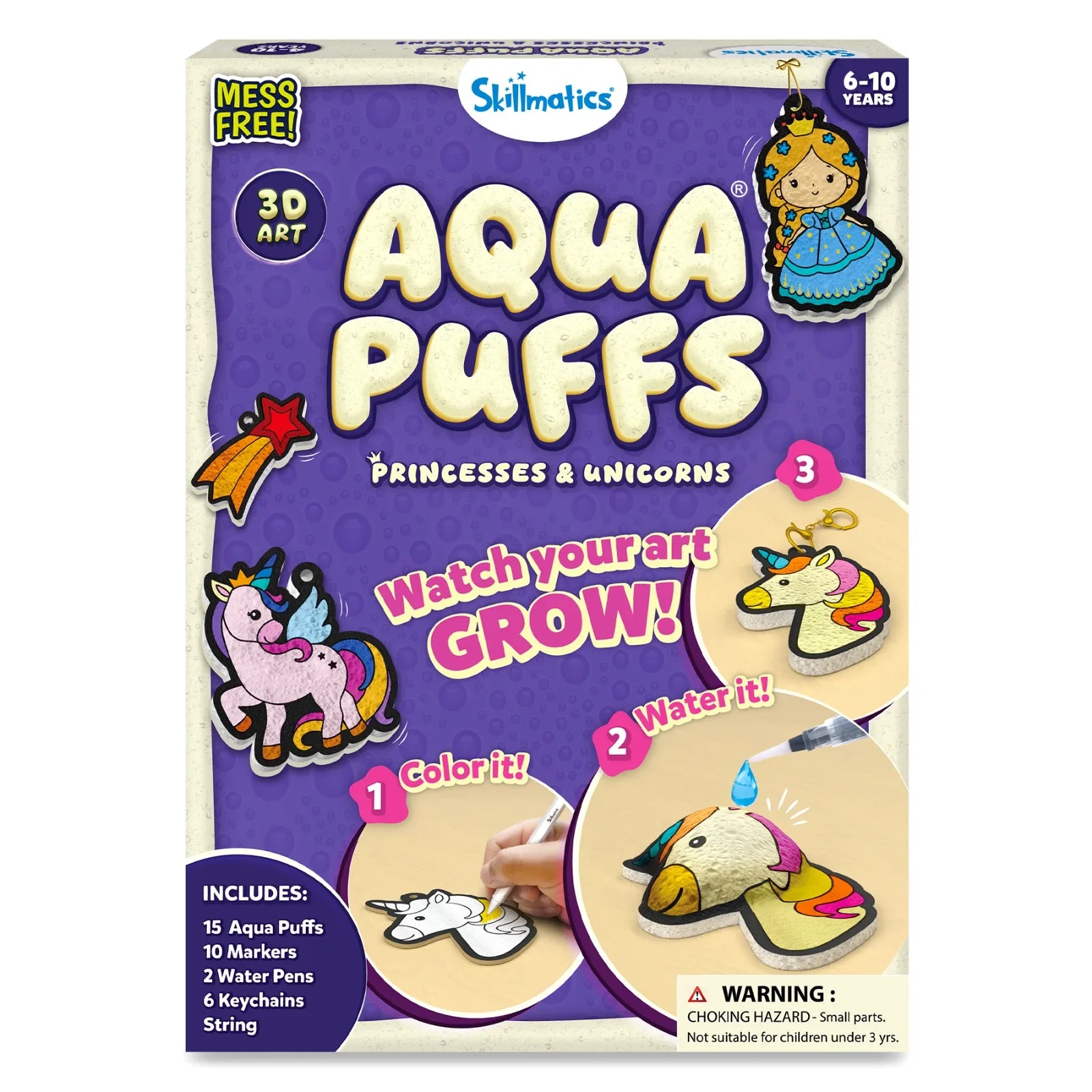 Skillmatics Aqua Puffs: Princesses & Unicorns 3D Art Kit
