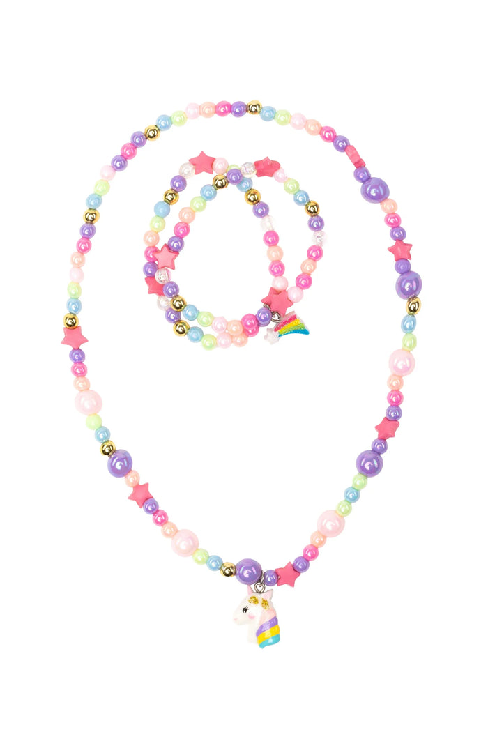 Cheerful Starry Unicorn Necklace Bracelet Set