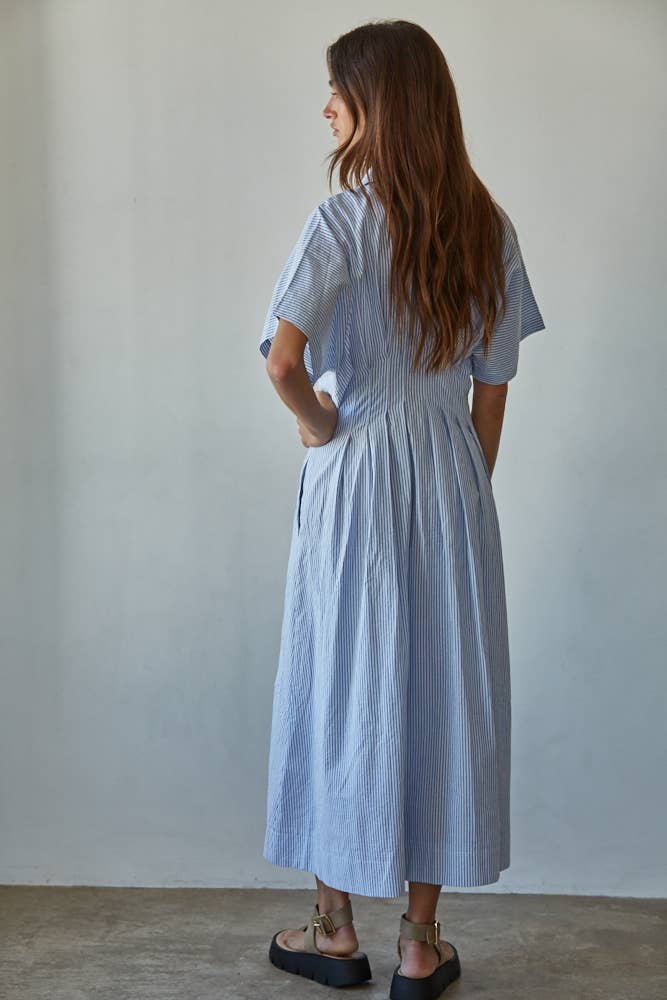 Linley Striped Pleated Flare Dress by By Together - view 3