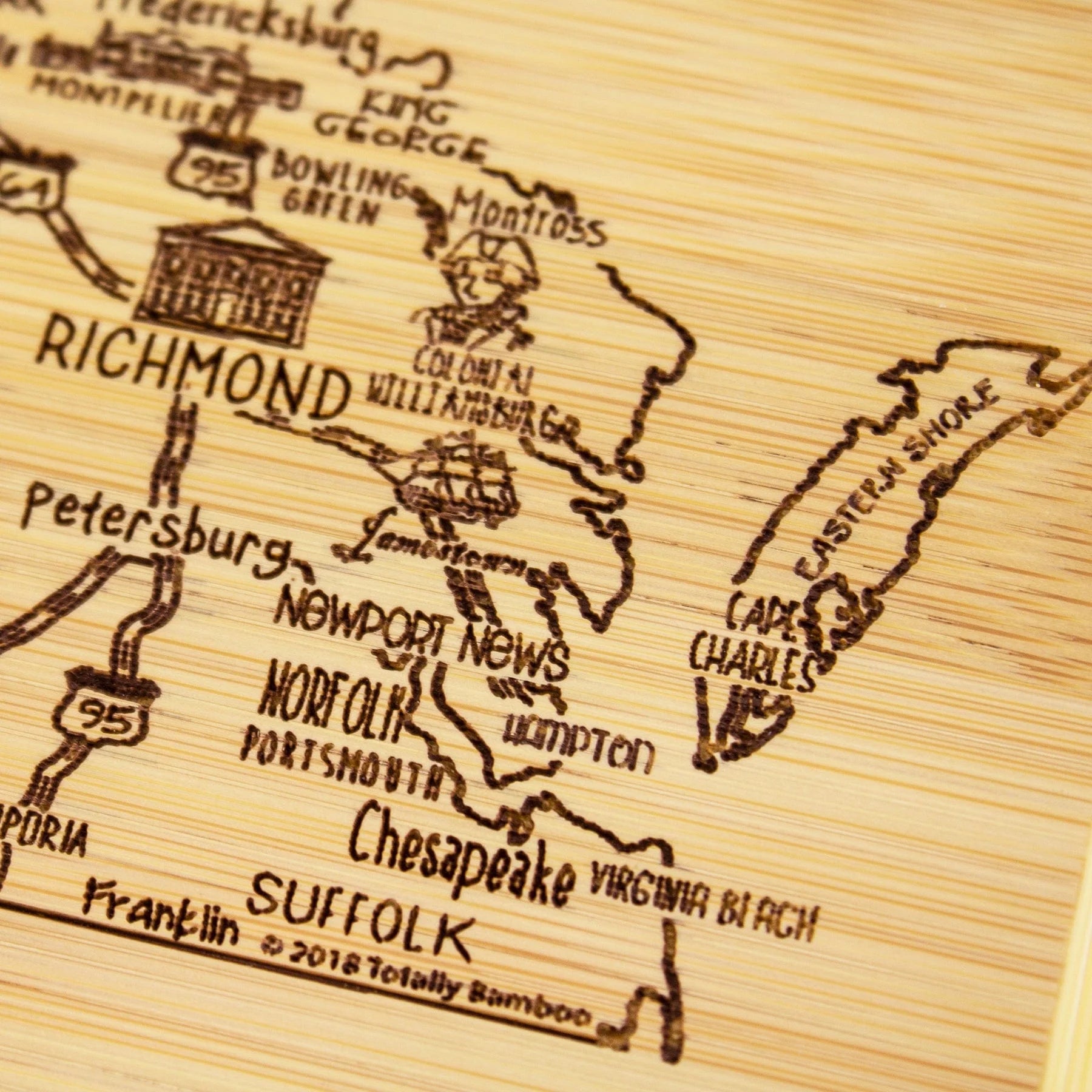 A Slice of Life Virginia Serving and Cutting Board - A. Dodson's