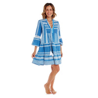 Take Me Away Blue and White Relaxed Fit Dress By Twos Company