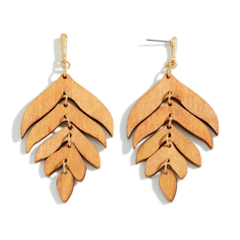 WOODEN LEAF DROP EARRINGS - A. Dodson's