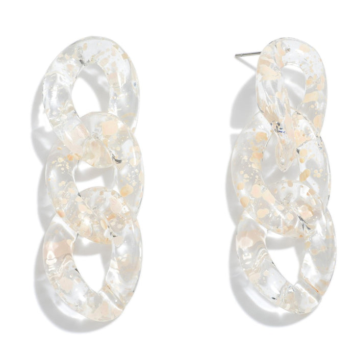 CLEAR AND NATURAL LINK ACRYLIC EARRINGS