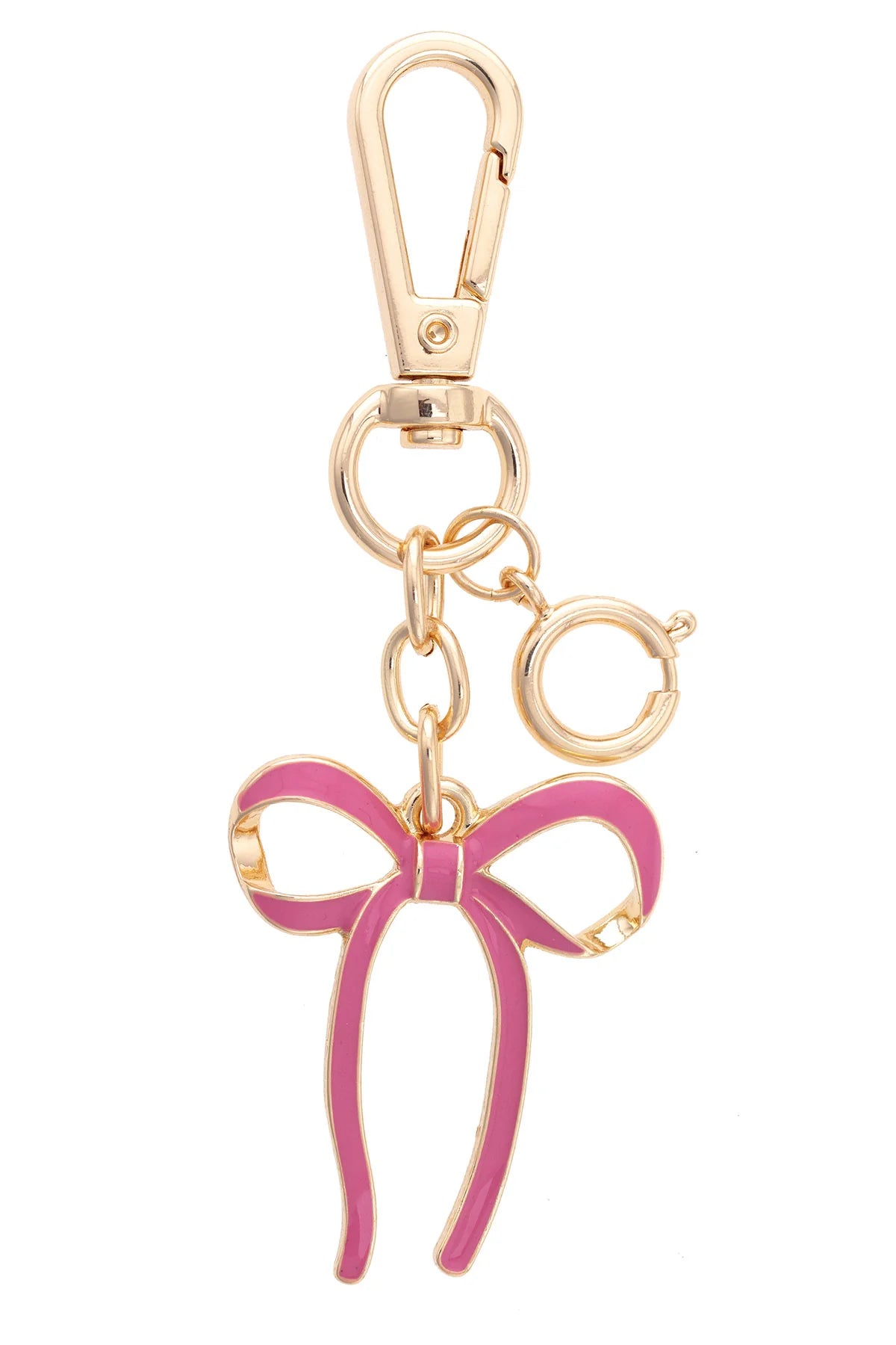 Tied Bow Enamel Bag Charm in Pink