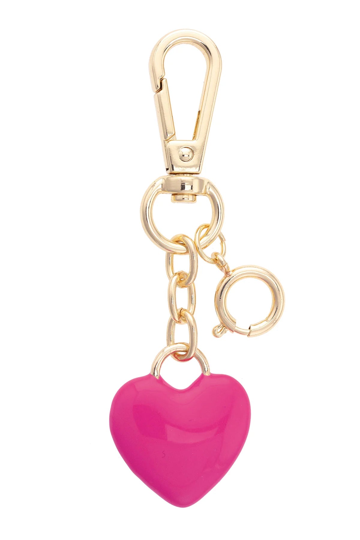 Puffy Enamel Heart Bag Charm in Fuchsia
