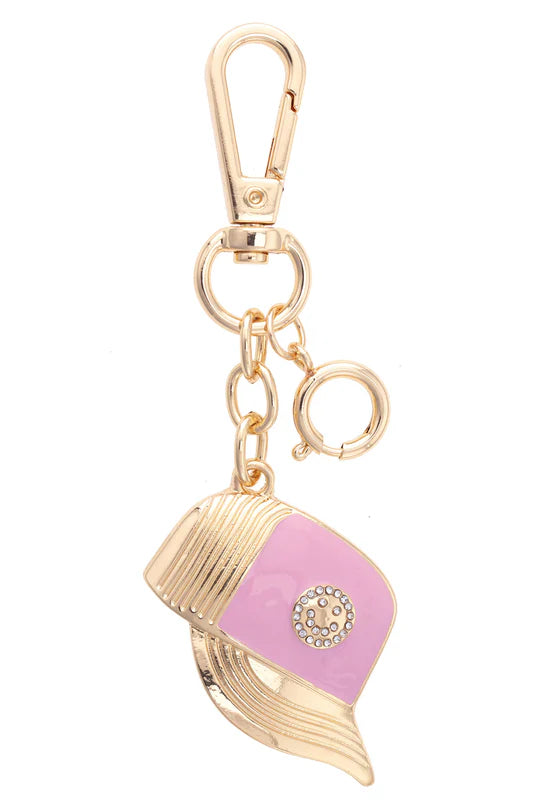 Smiley Face Trucker Hat Bag Charm in Light Pink