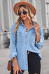 Light-colored slim long sleeve basic denim shirt