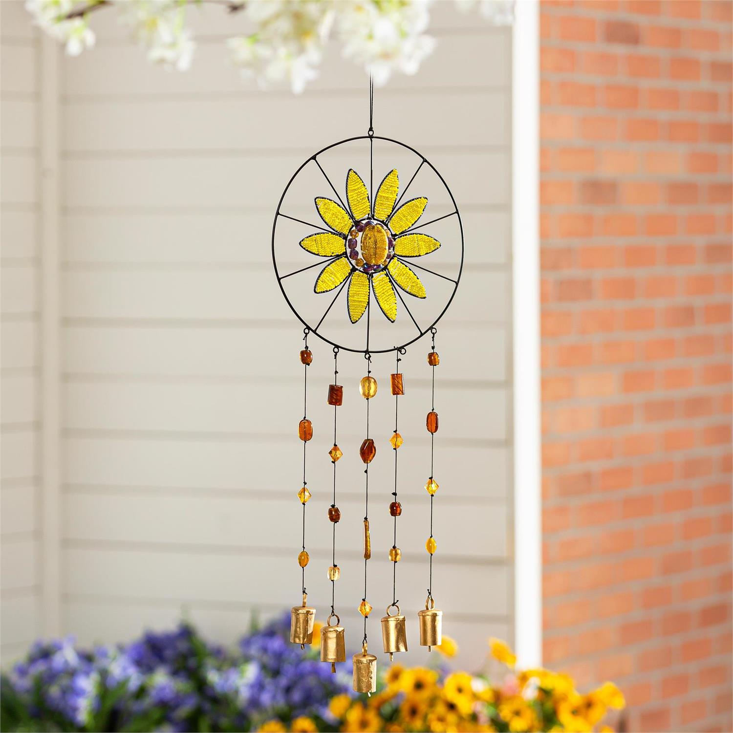 Wind Chime, Beaded Glass, Sunflower
