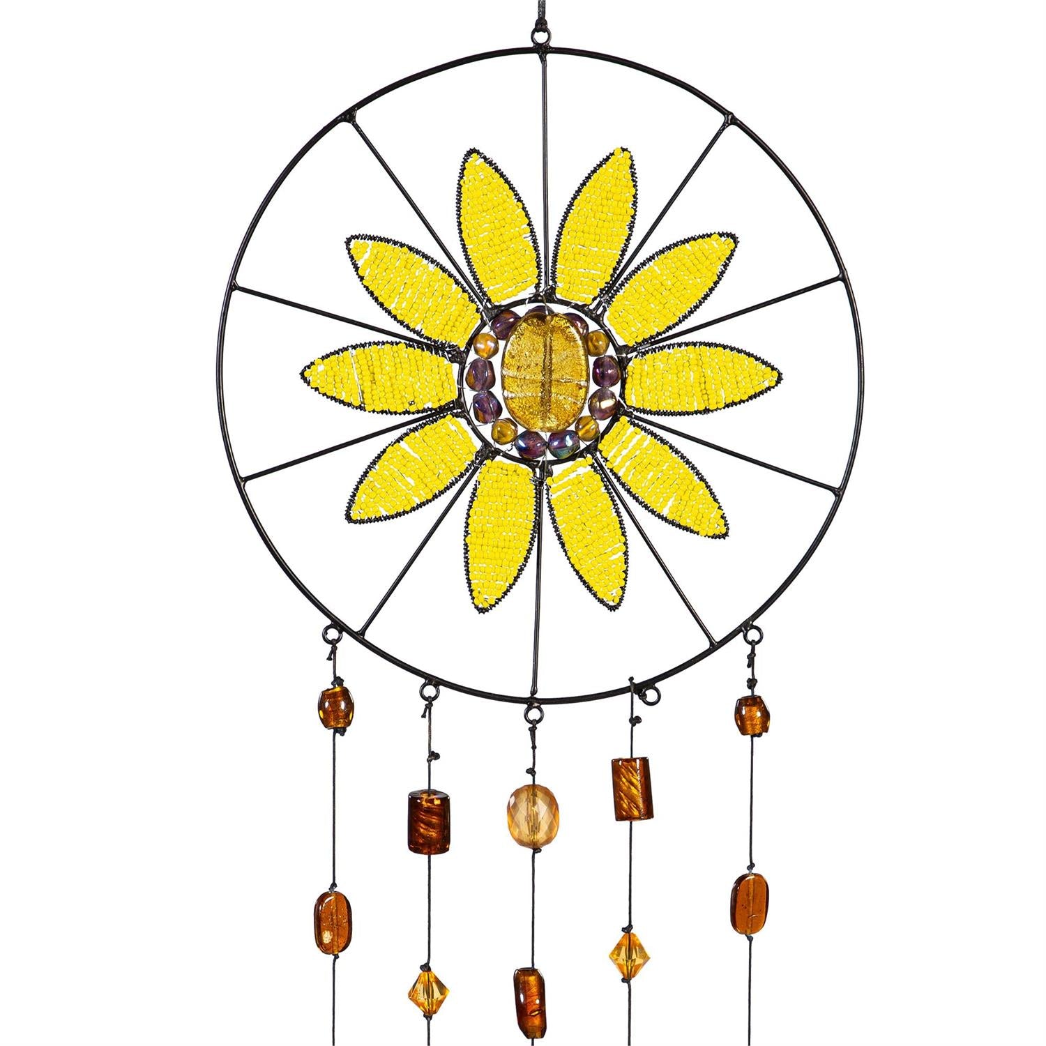 Wind Chime, Beaded Glass, Sunflower