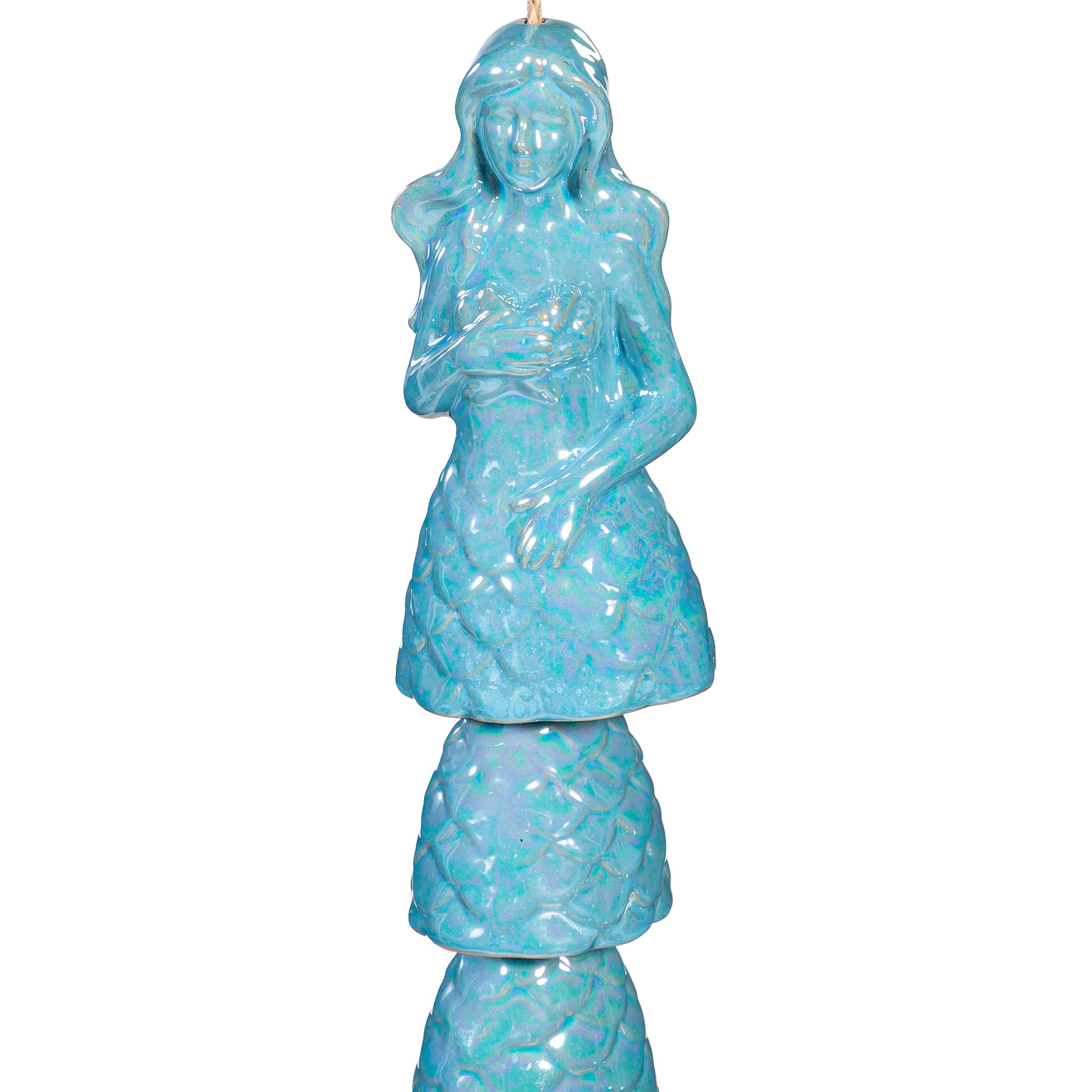 Iridescent Ceramic Mermaid Garden Bell