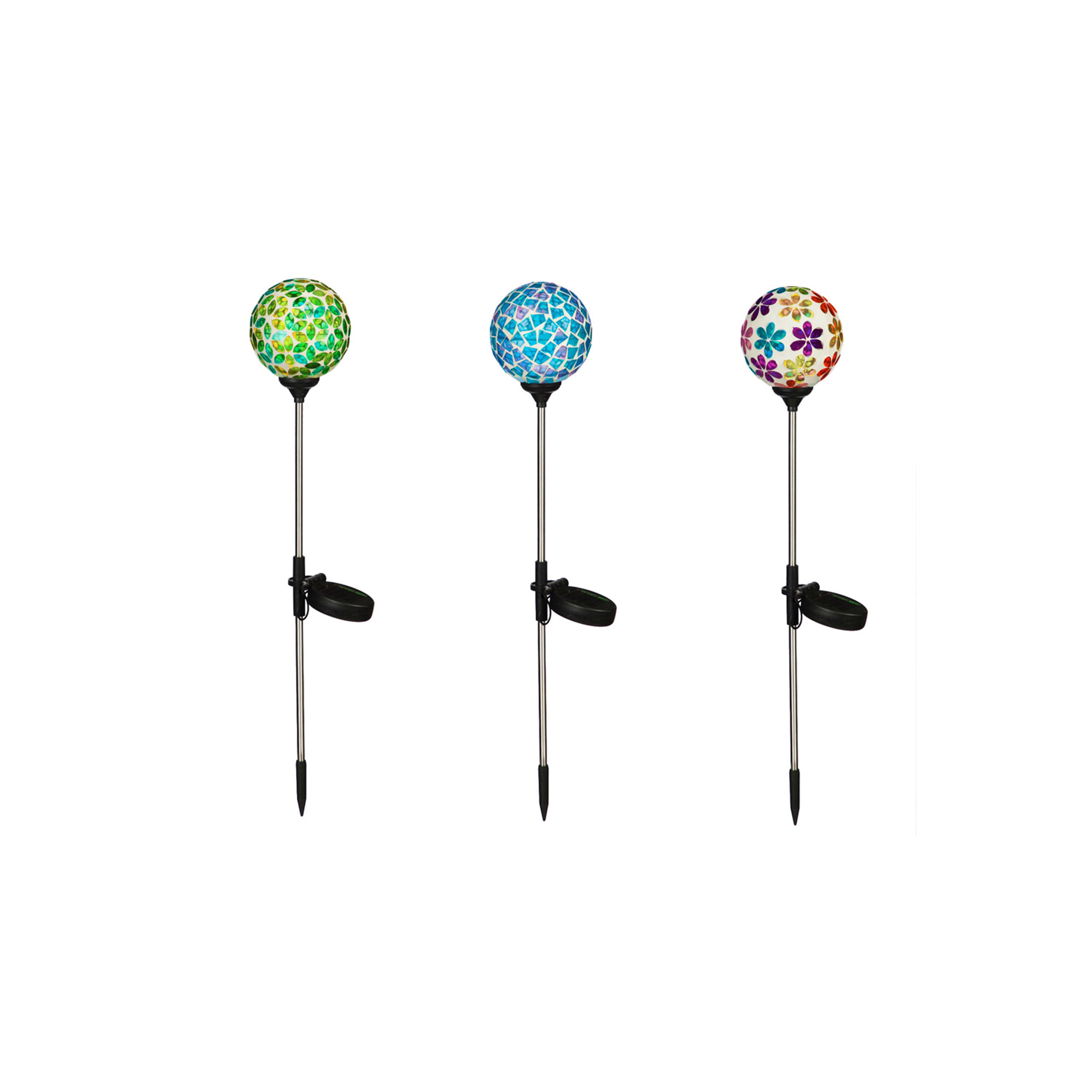 22"H Mosaic Globes Solar Garden Stakes