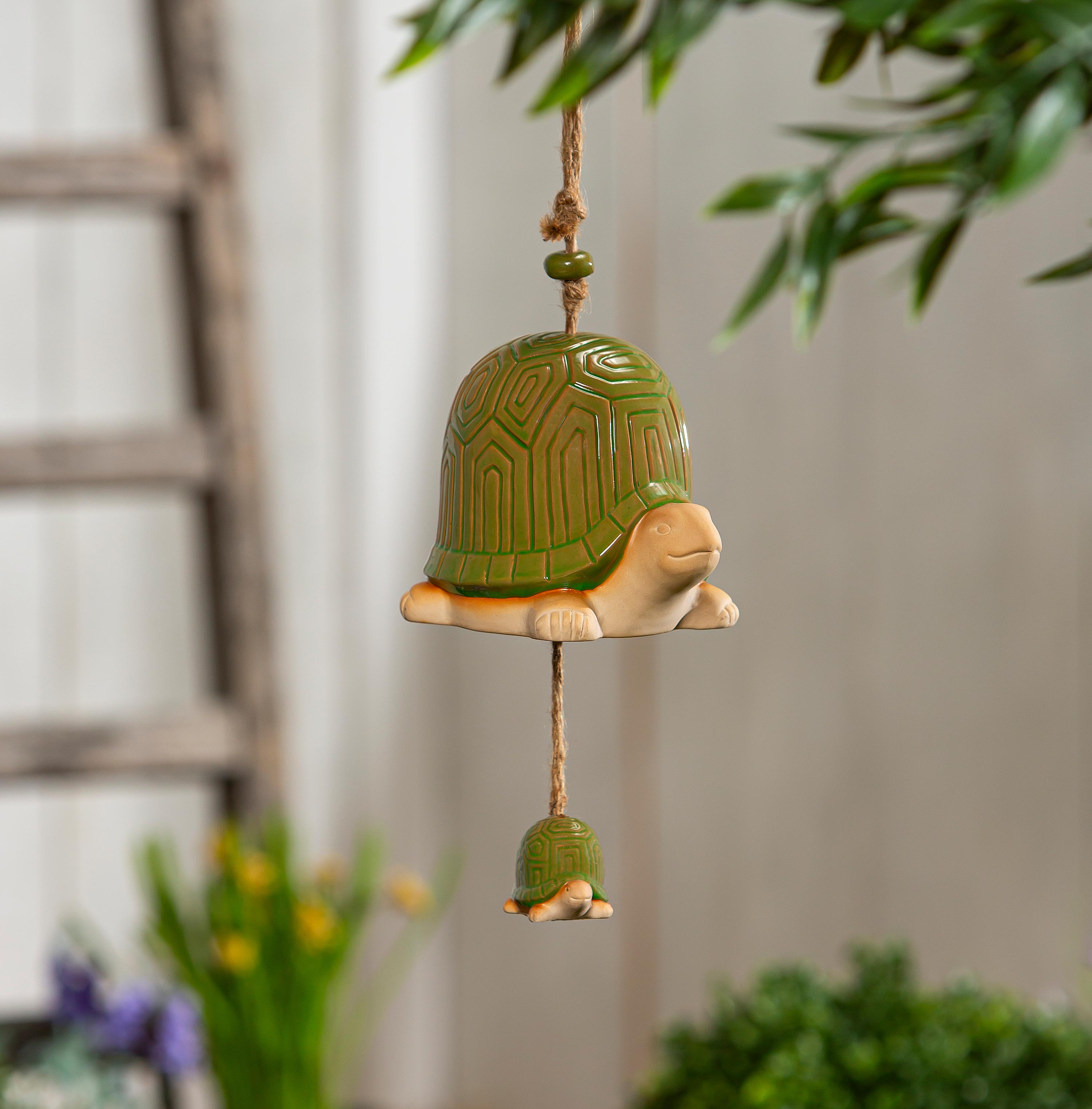 Garden Bell, Ceramic, Turtle Mommy and Baby Bell