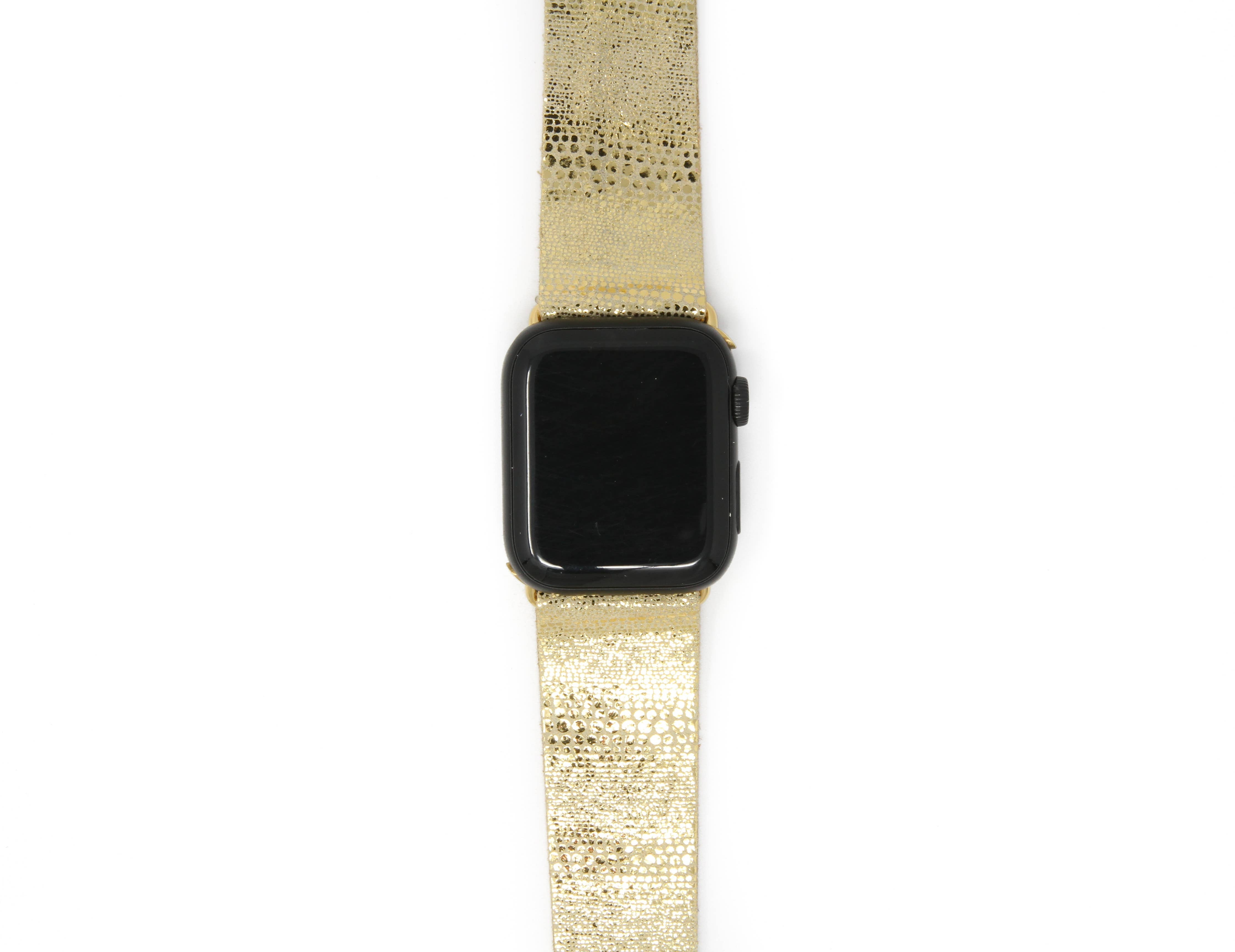 Luna Gold Leather Watch Band