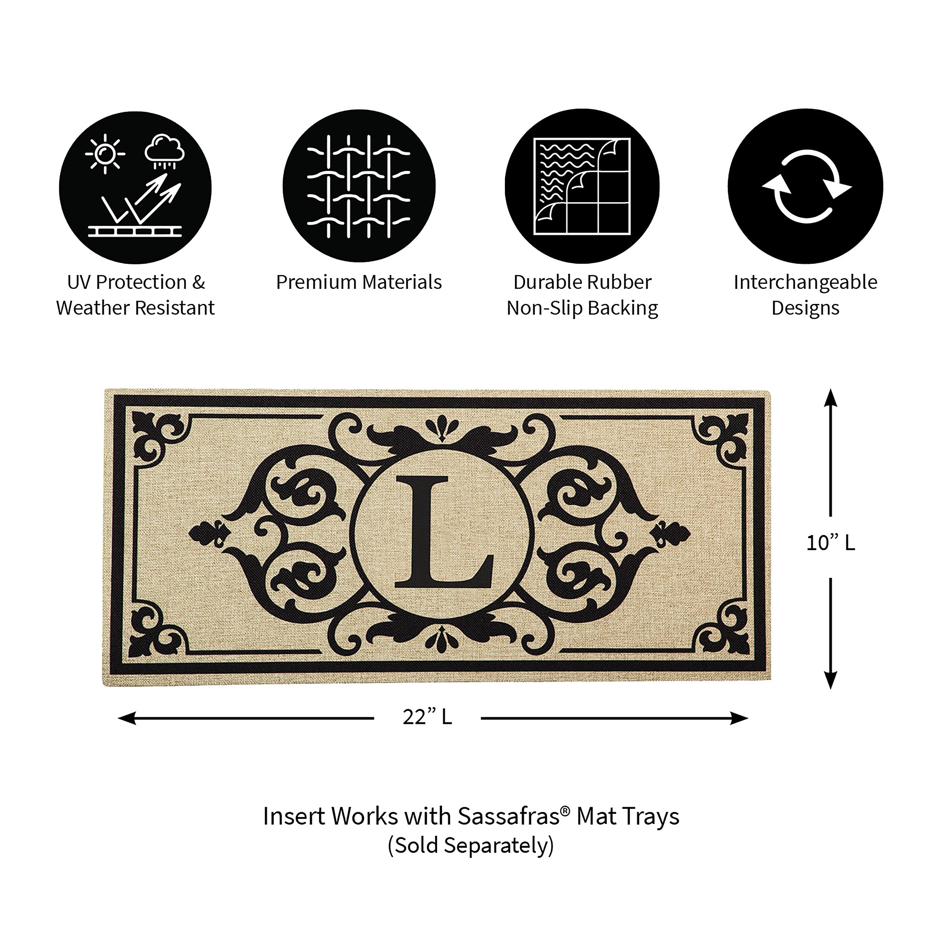 Cambridge Monogram Burlap Sassafras Switch Mat, Letter L