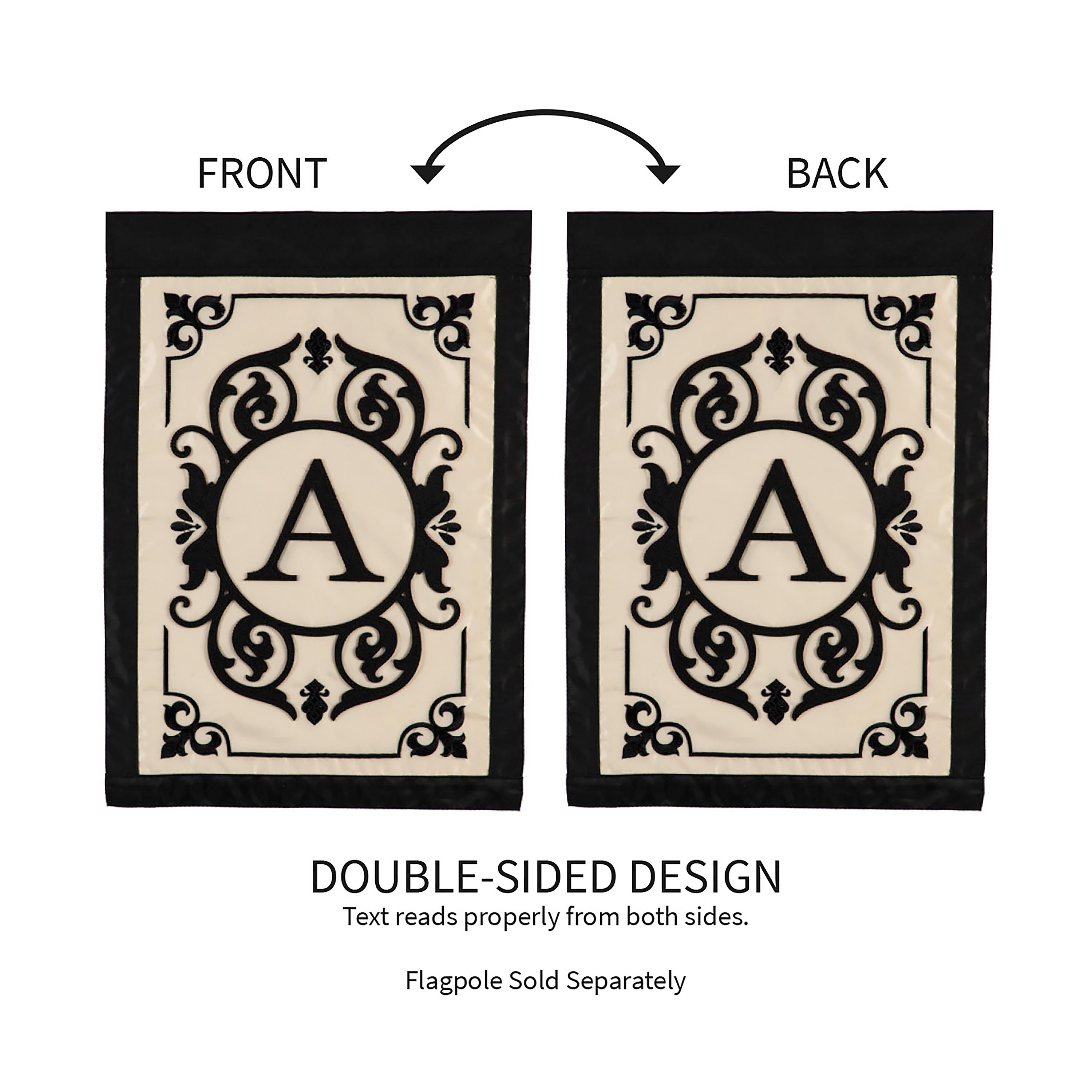 Cambridge Monogram Garden Applique Flag, Letter A