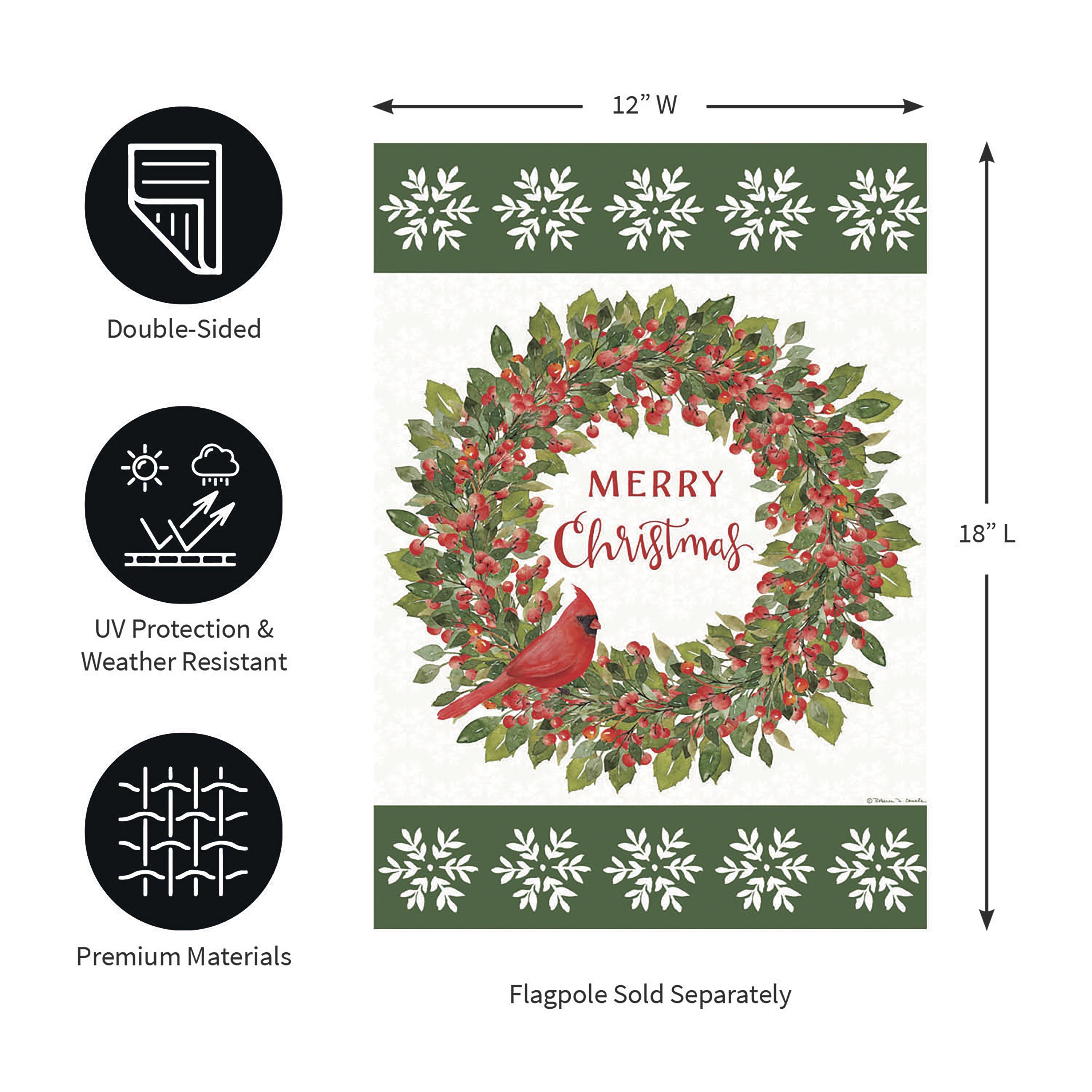 Christmas Cardinal Moire Garden Flag