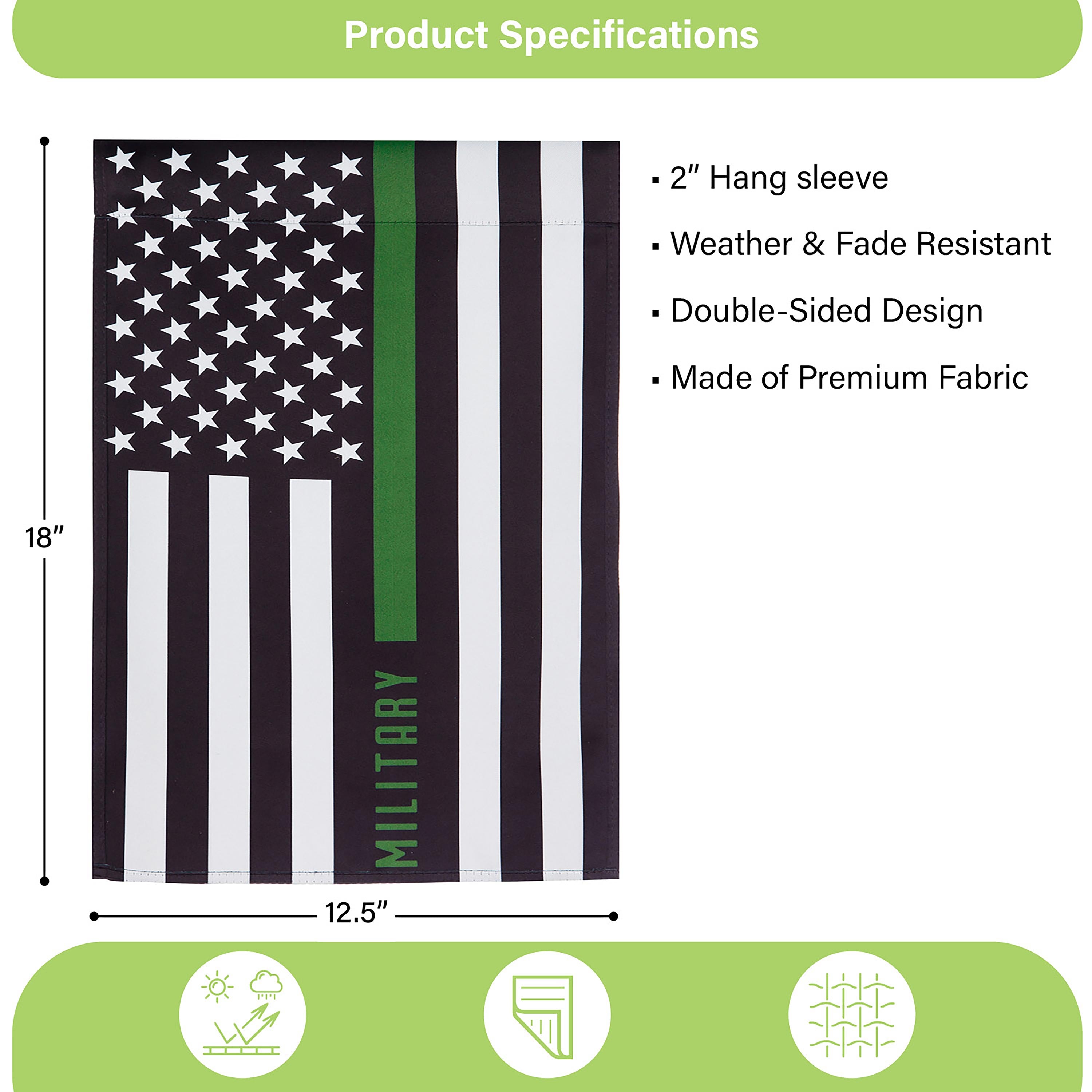 Military Thin Green Line Garden Suede Flag