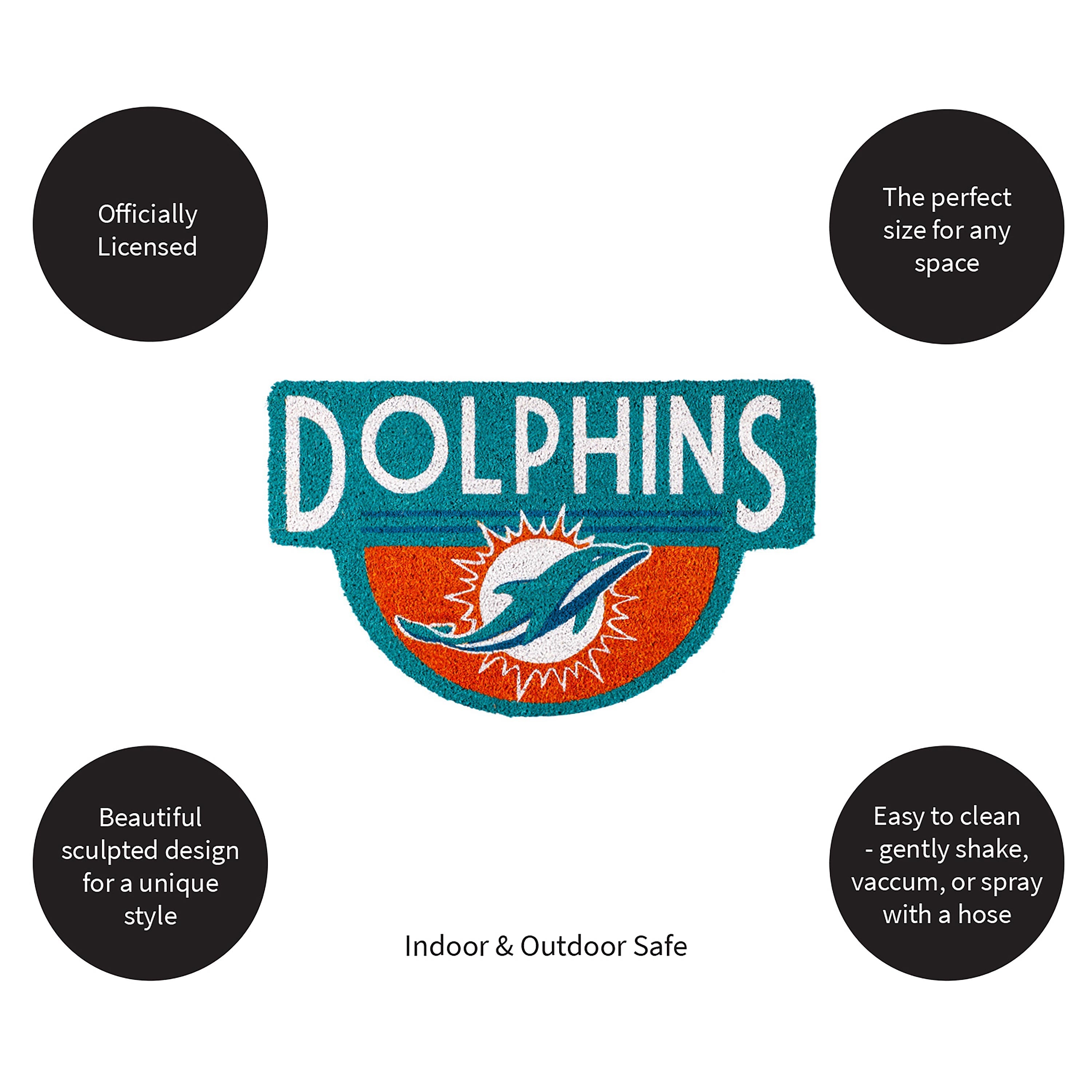 NFL Shaped Coir Door Mat, Dolphins