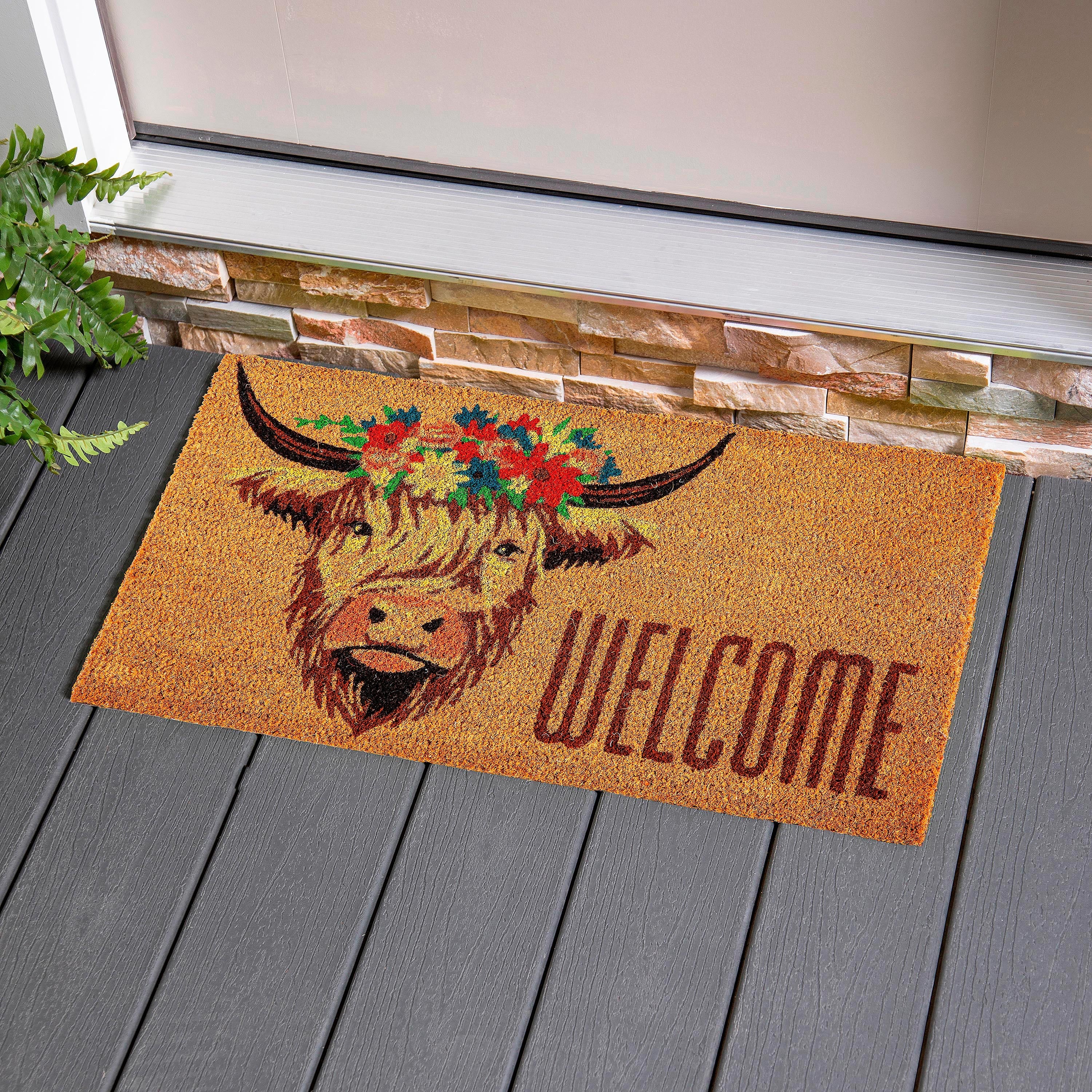 Highland Cow Welcome Coir Mat