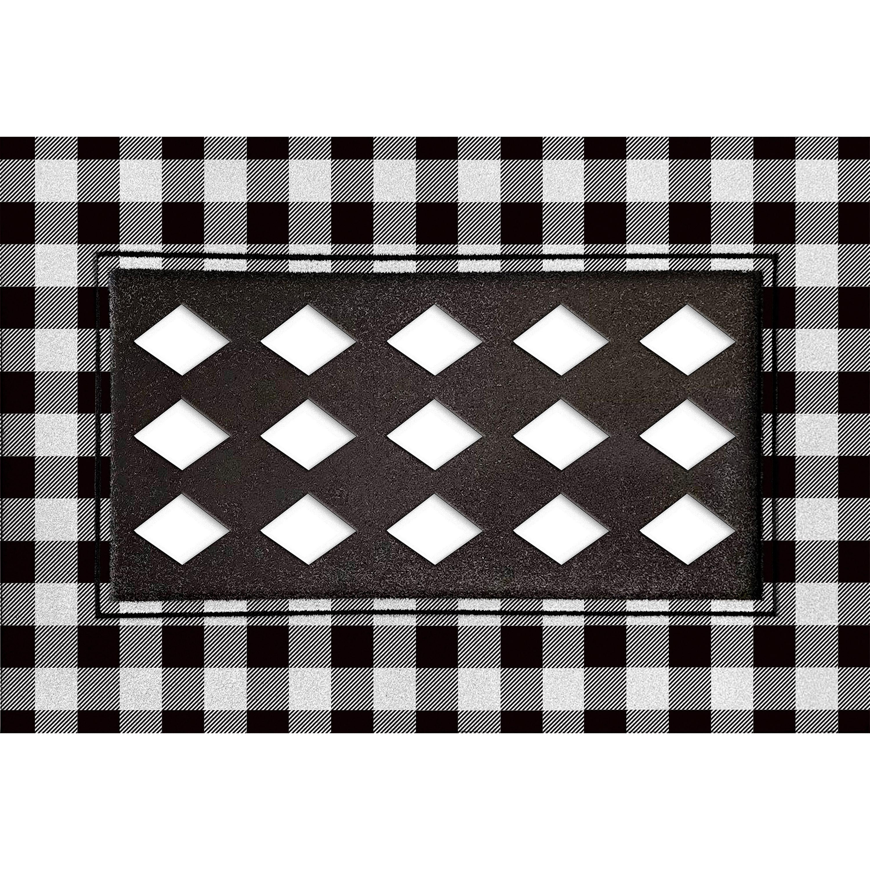 Black and White Buffalo Check Flocked Sassafras Mat Tray