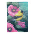Goldfinch on Hollyhocks Suede Garden Flag