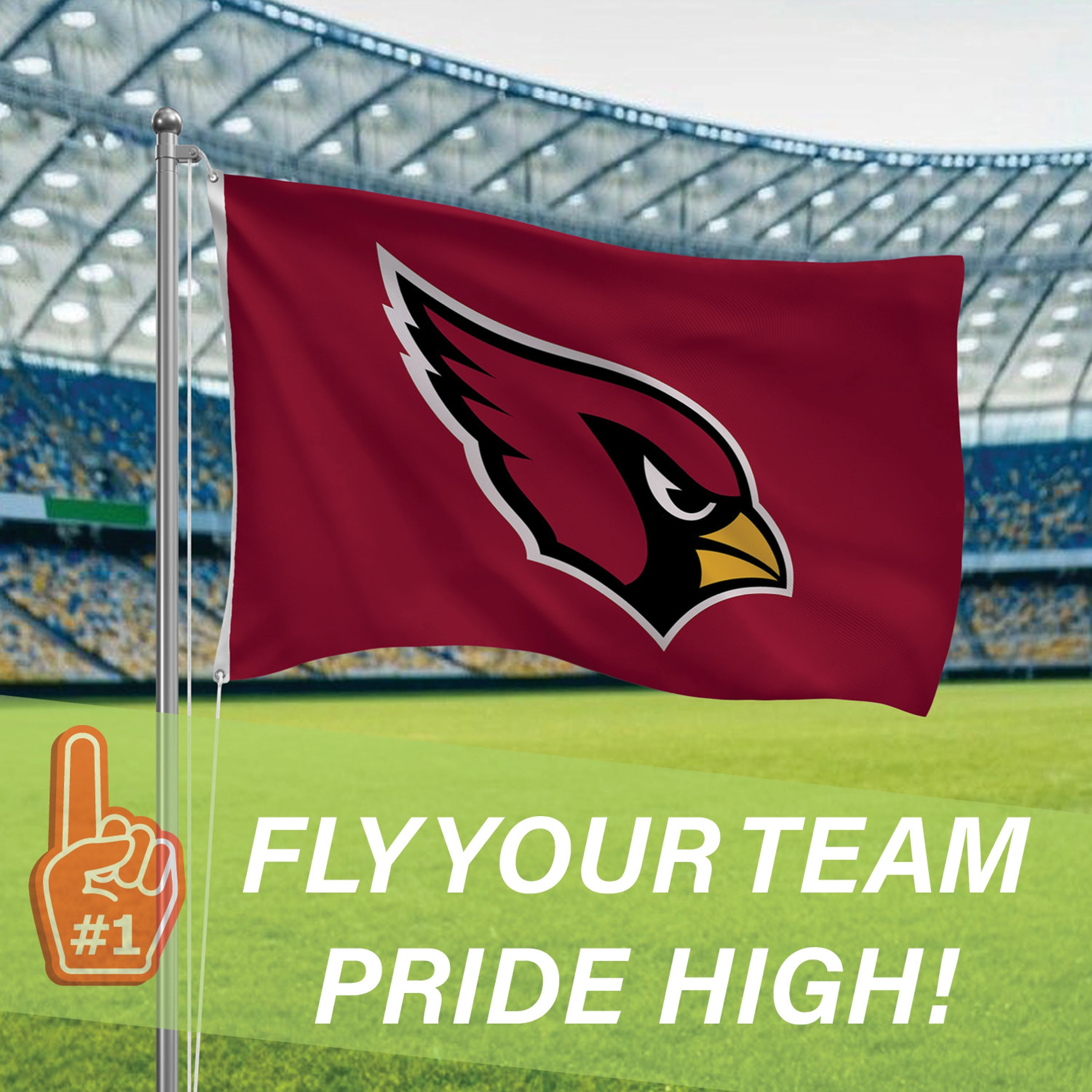 3'x5' Single Sided Flag w/ 2 Grommets, Arizona Cardinals