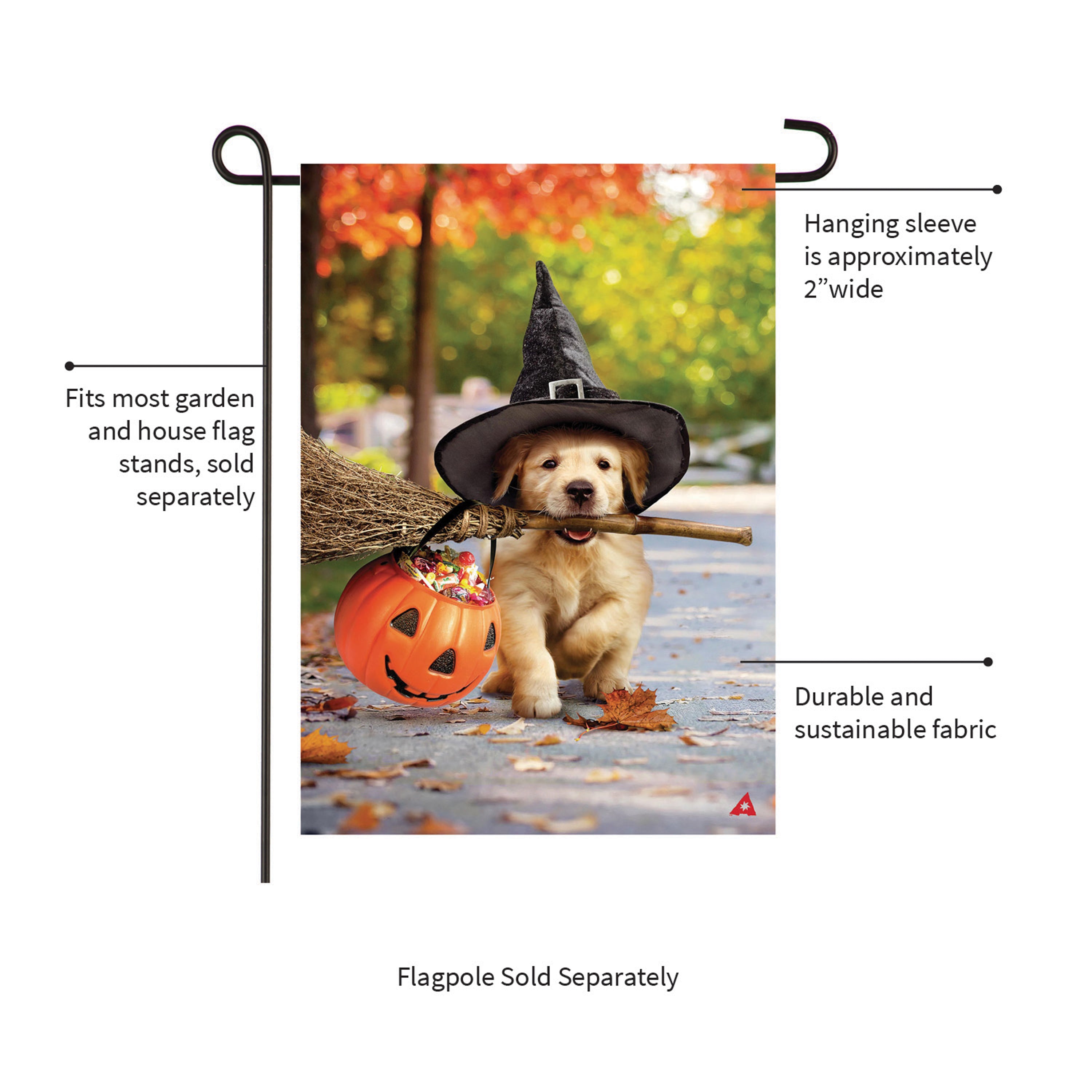 Goldens With Broom Suede Garden Flag
