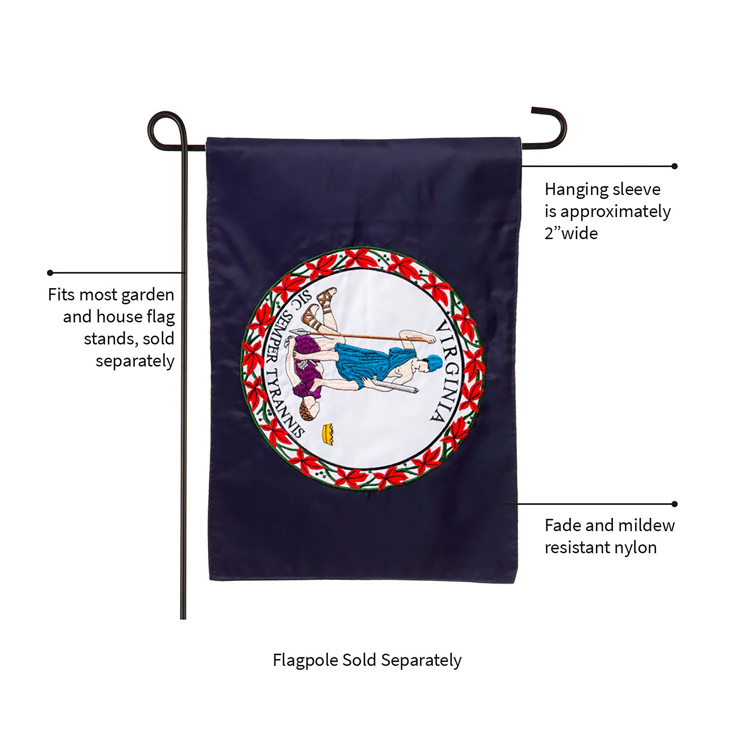 Virginia State Flag Garden Applique Flag