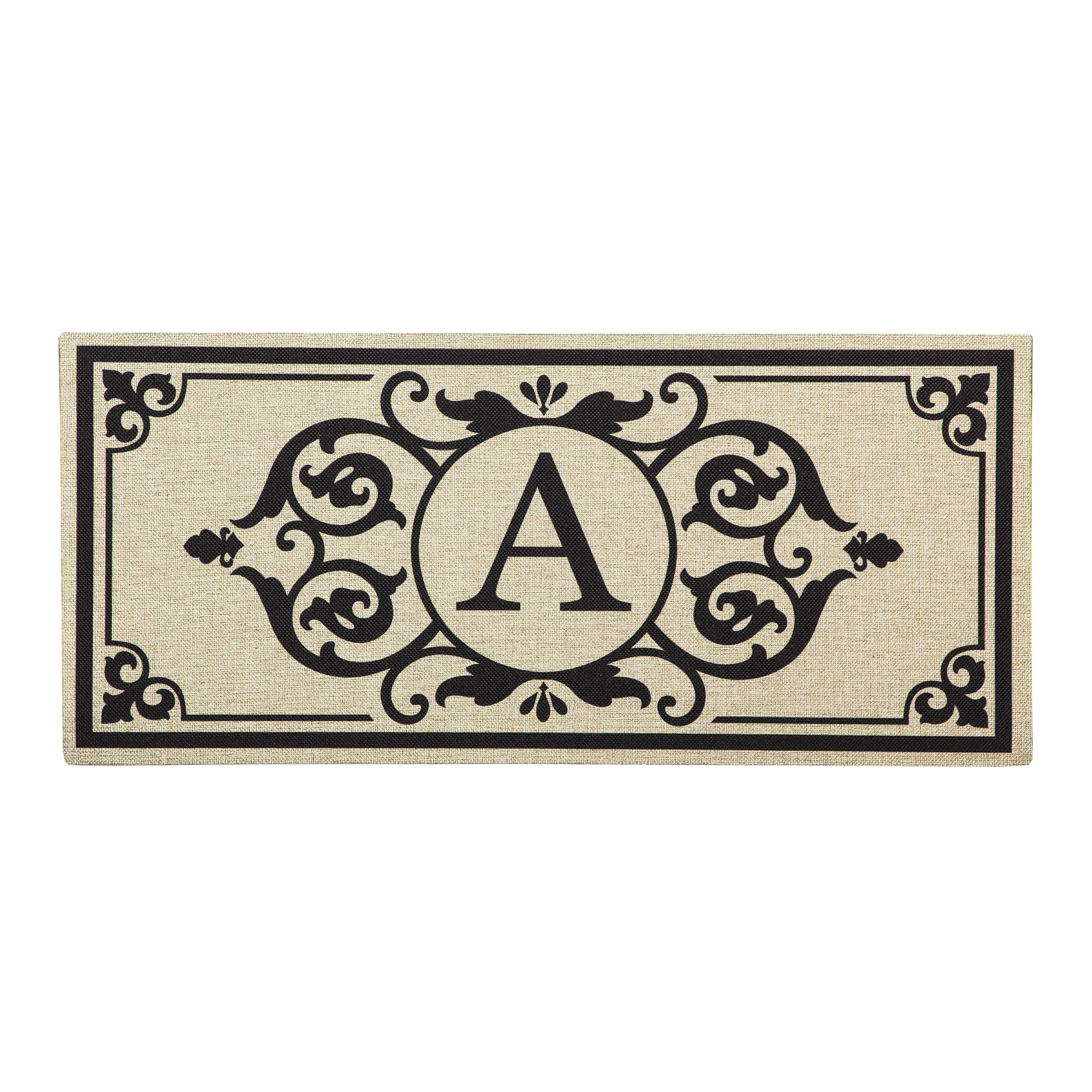 Cambridge Monogram Burlap Sassafras Switch Mat, Letter A