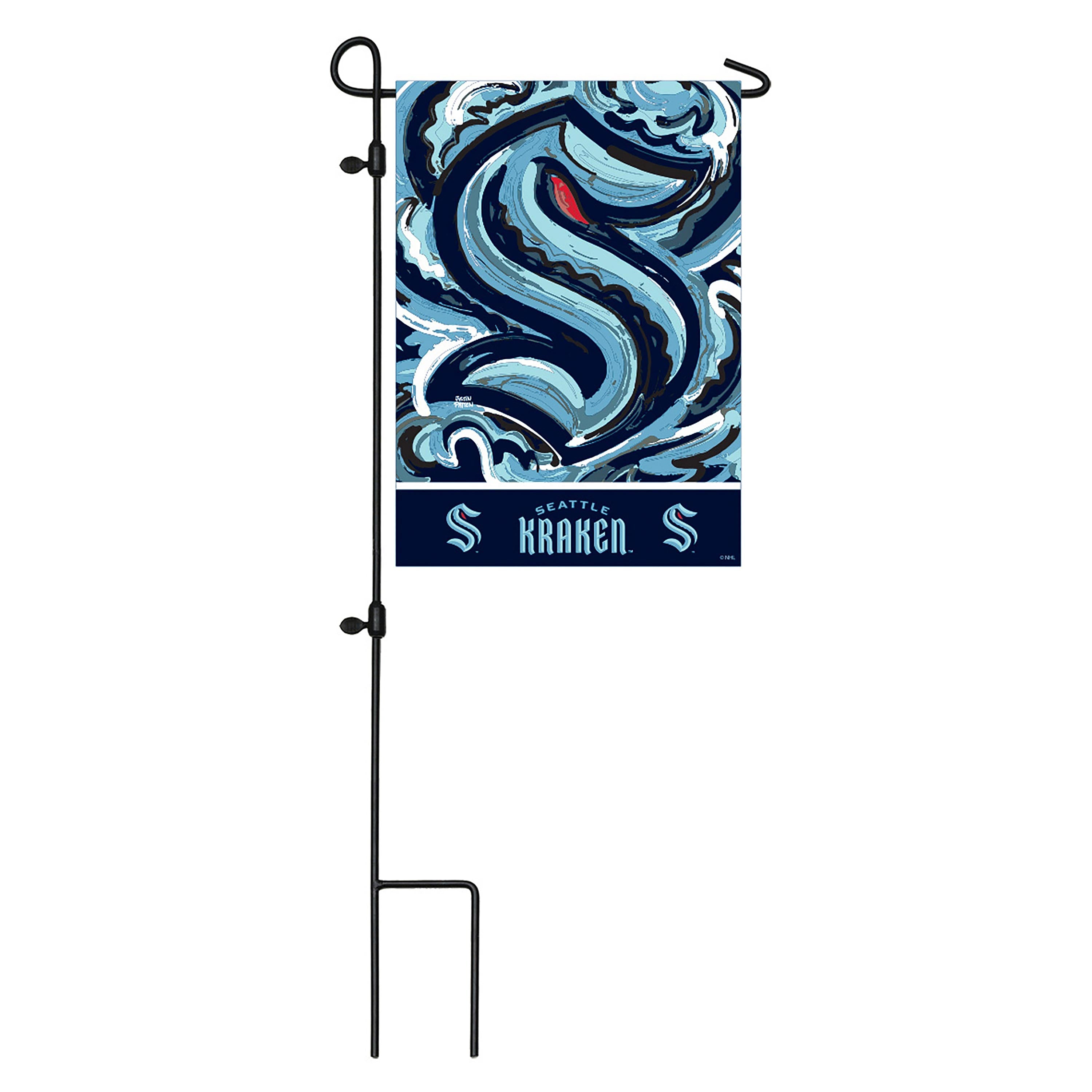 Seattle Kraken Justin Patten Logo Suede Garden Flag