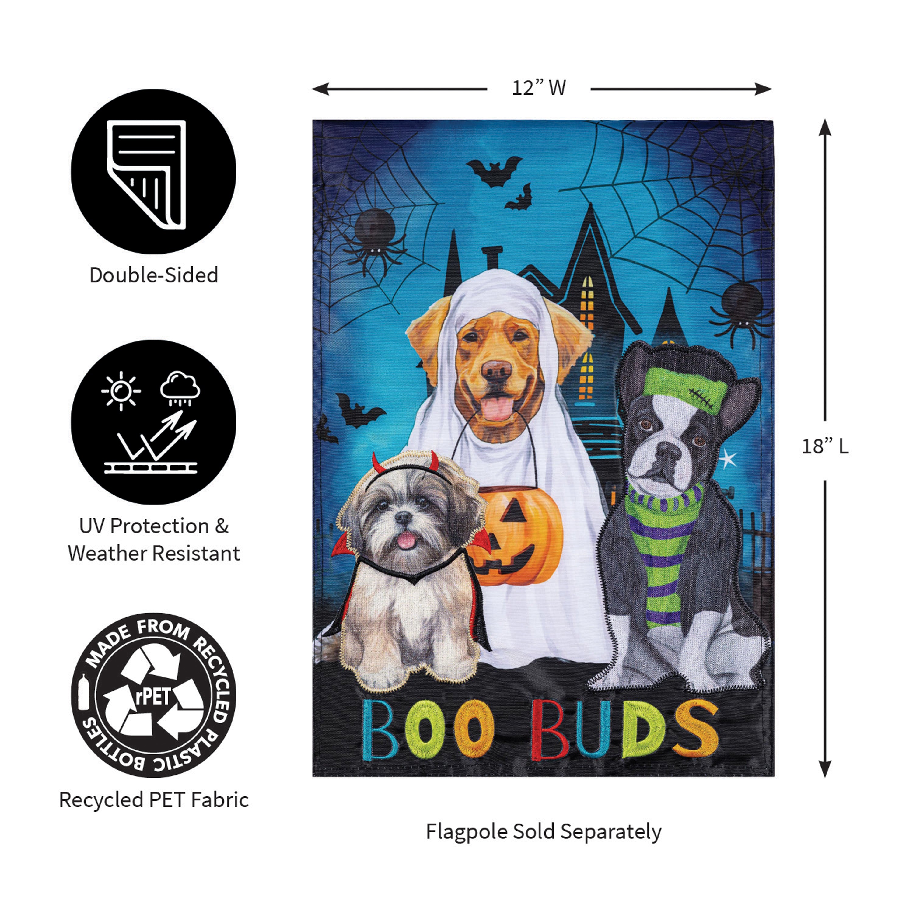 Boo Buds Applique Garden Flag