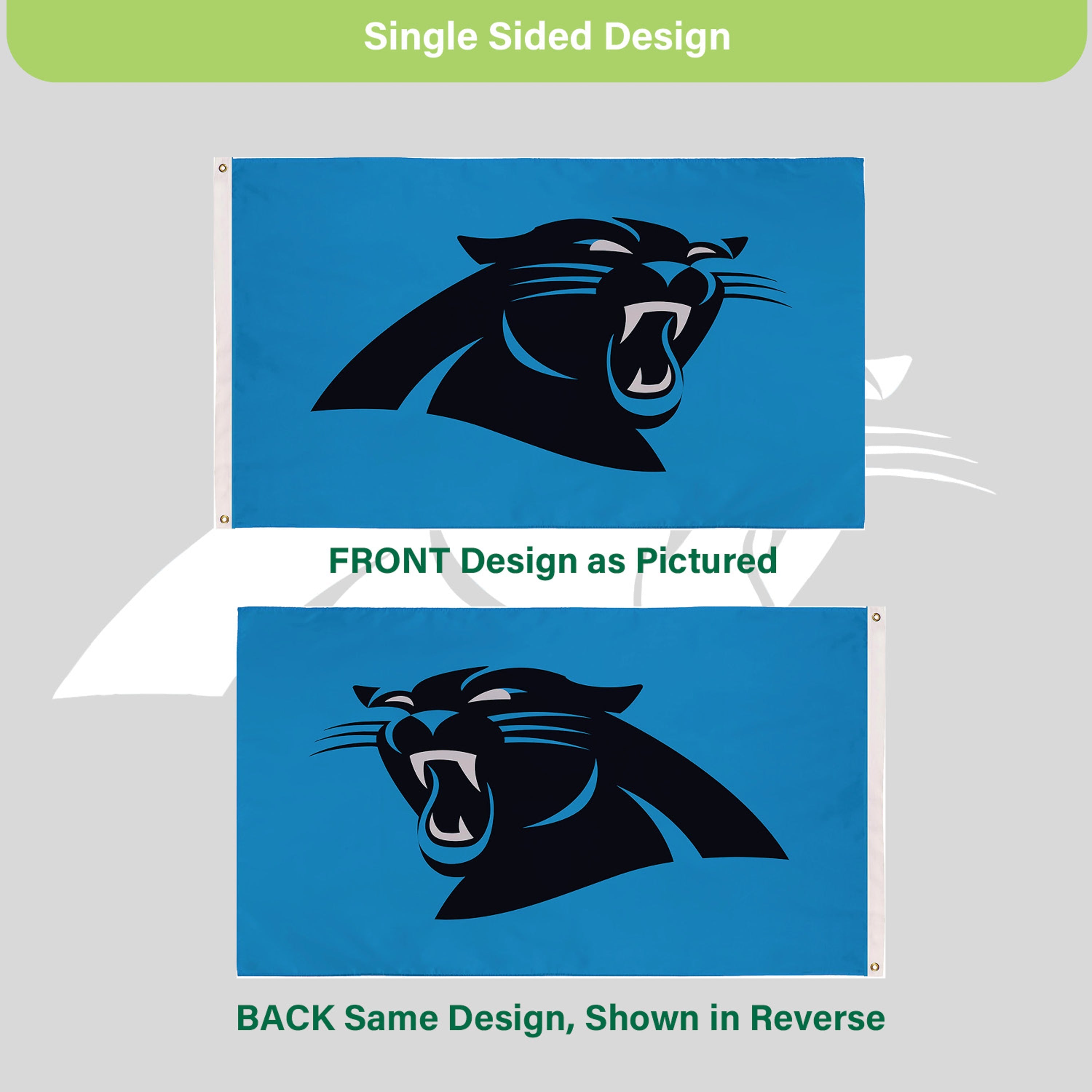 3'x5' Single Sided Flag w/ 2 Grommets, Carolina Panthers
