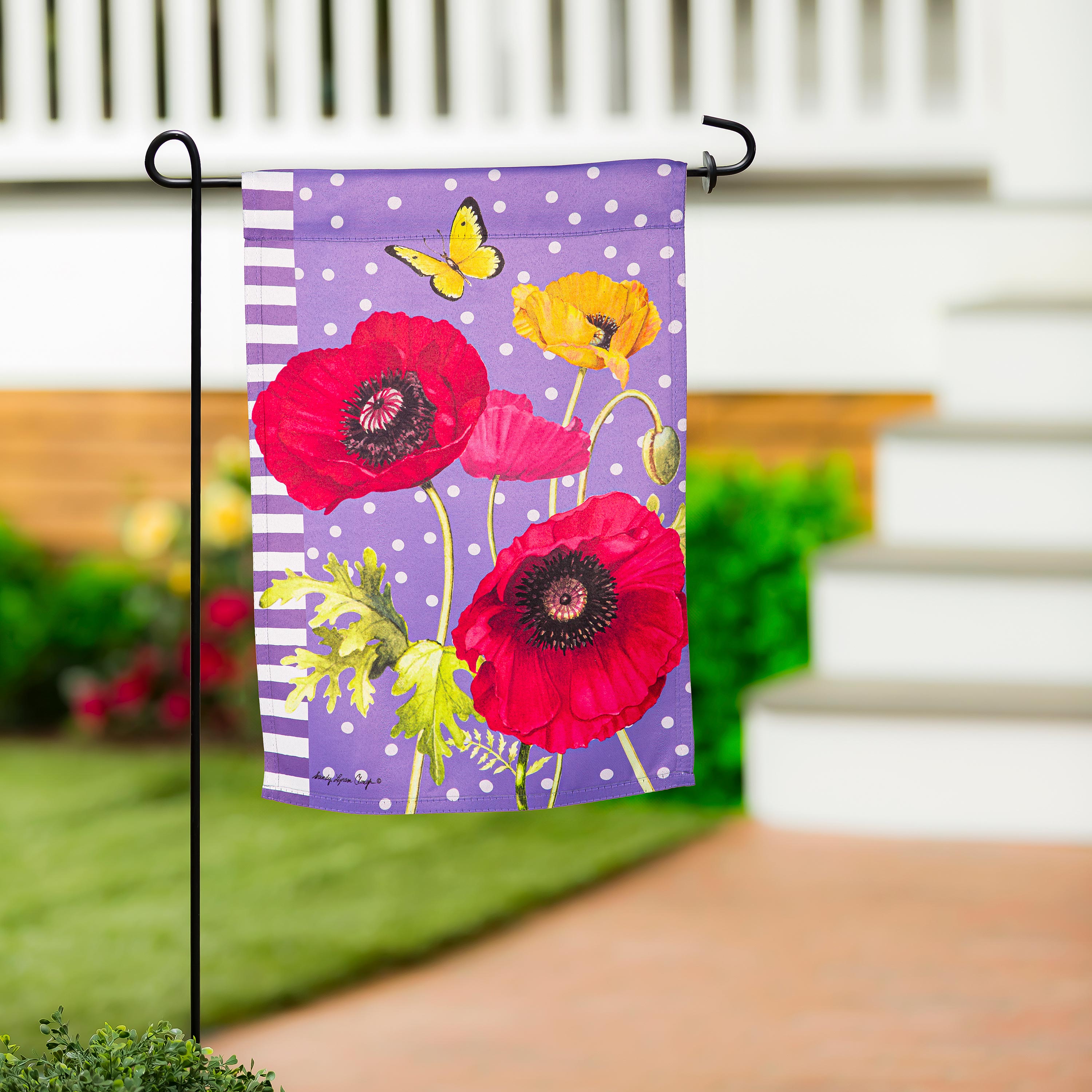 Poppy Welcome Suede Garden Flag