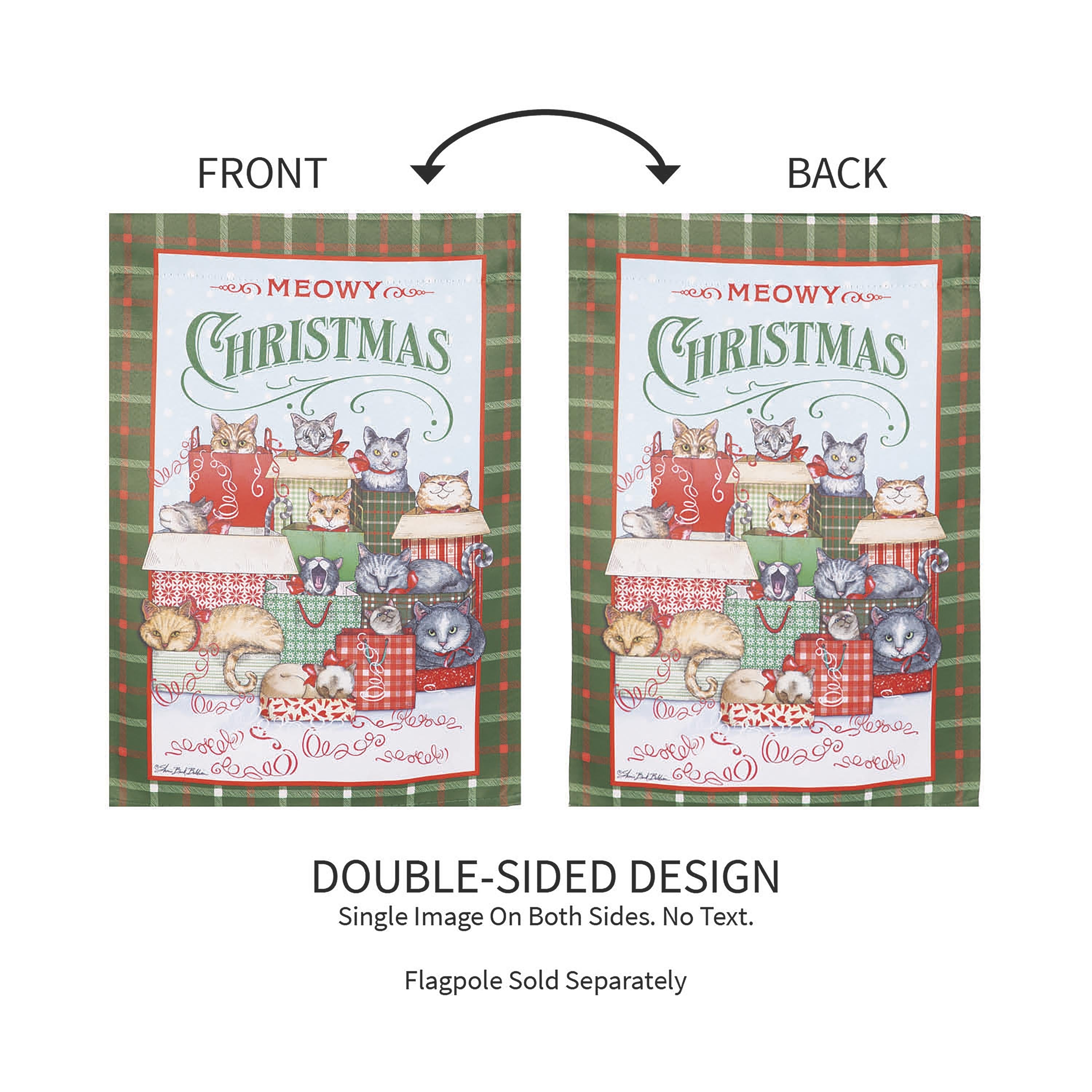 Meowy Christmas Suede Garden Flag