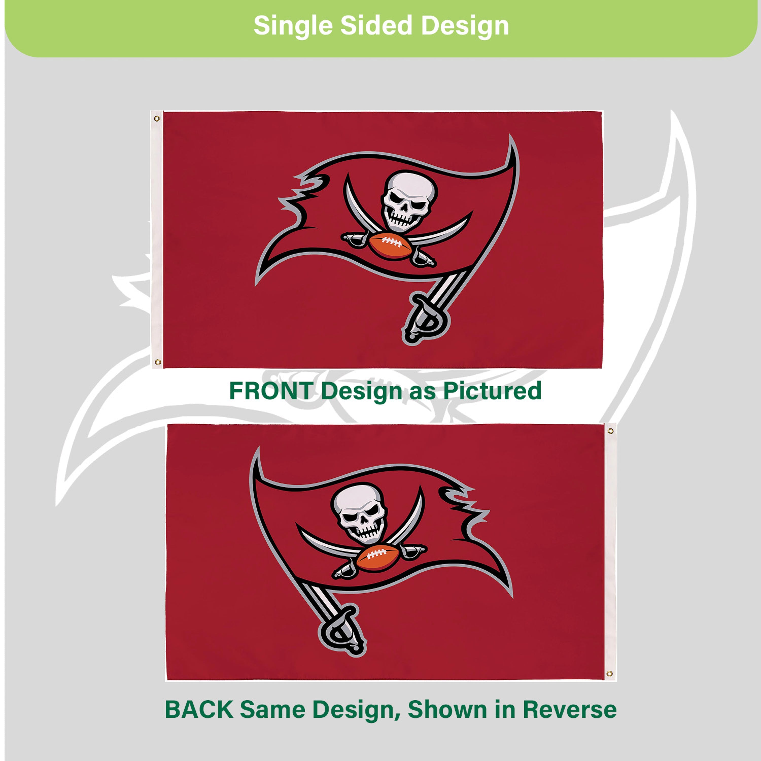 3'x5' Single Sided Flag w/ 2 Grommets, Tampa Bay Buccaneers