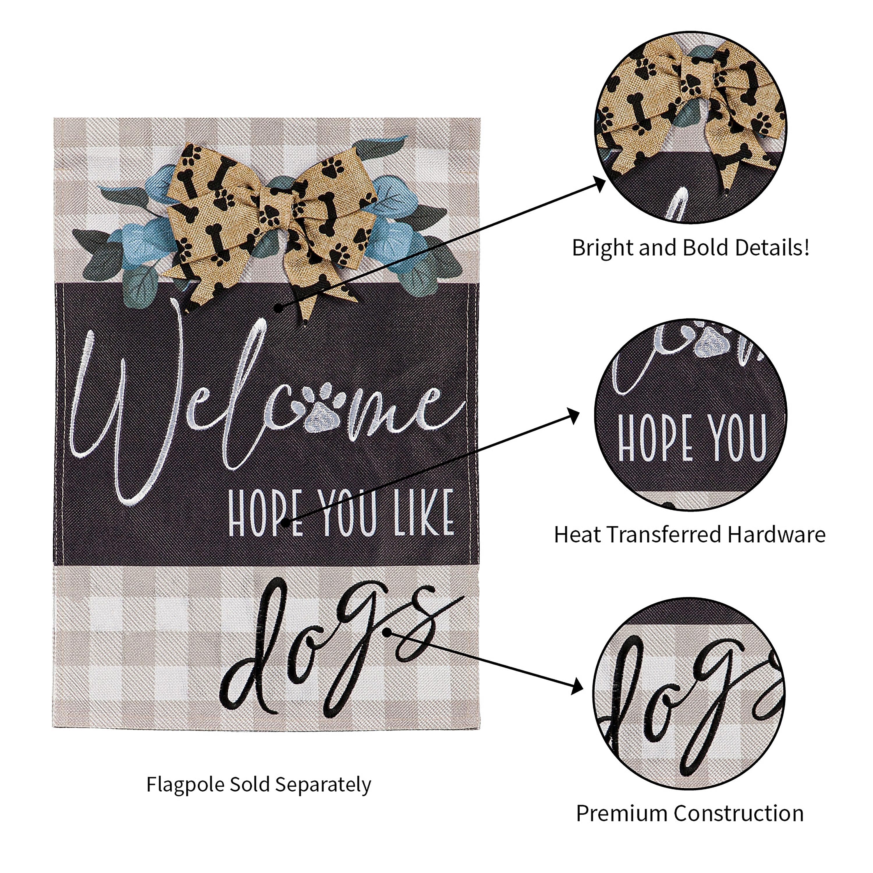 Dogs and Checks Garden Burlap Flag