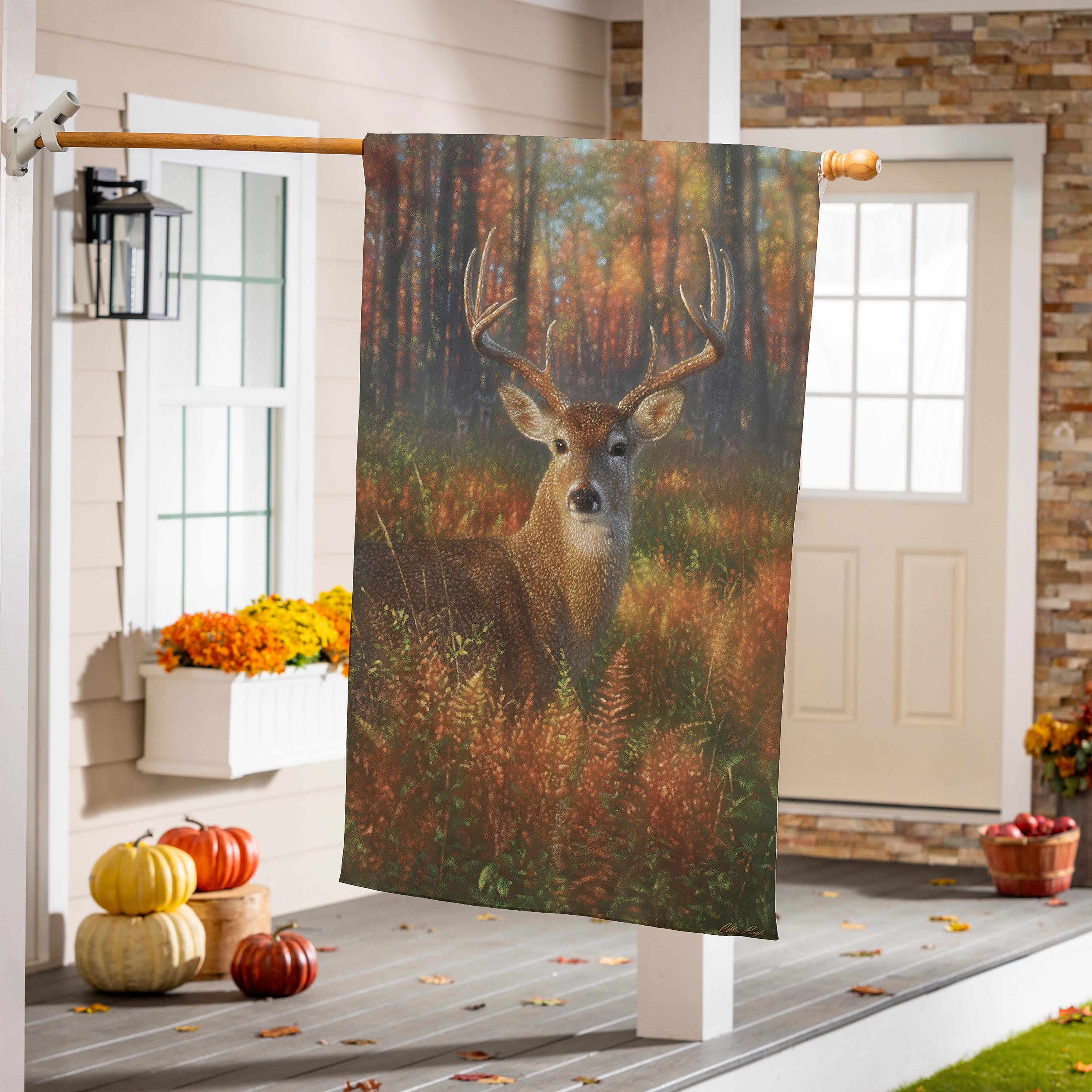 Gazing Autumn Buck Suede House Flag
