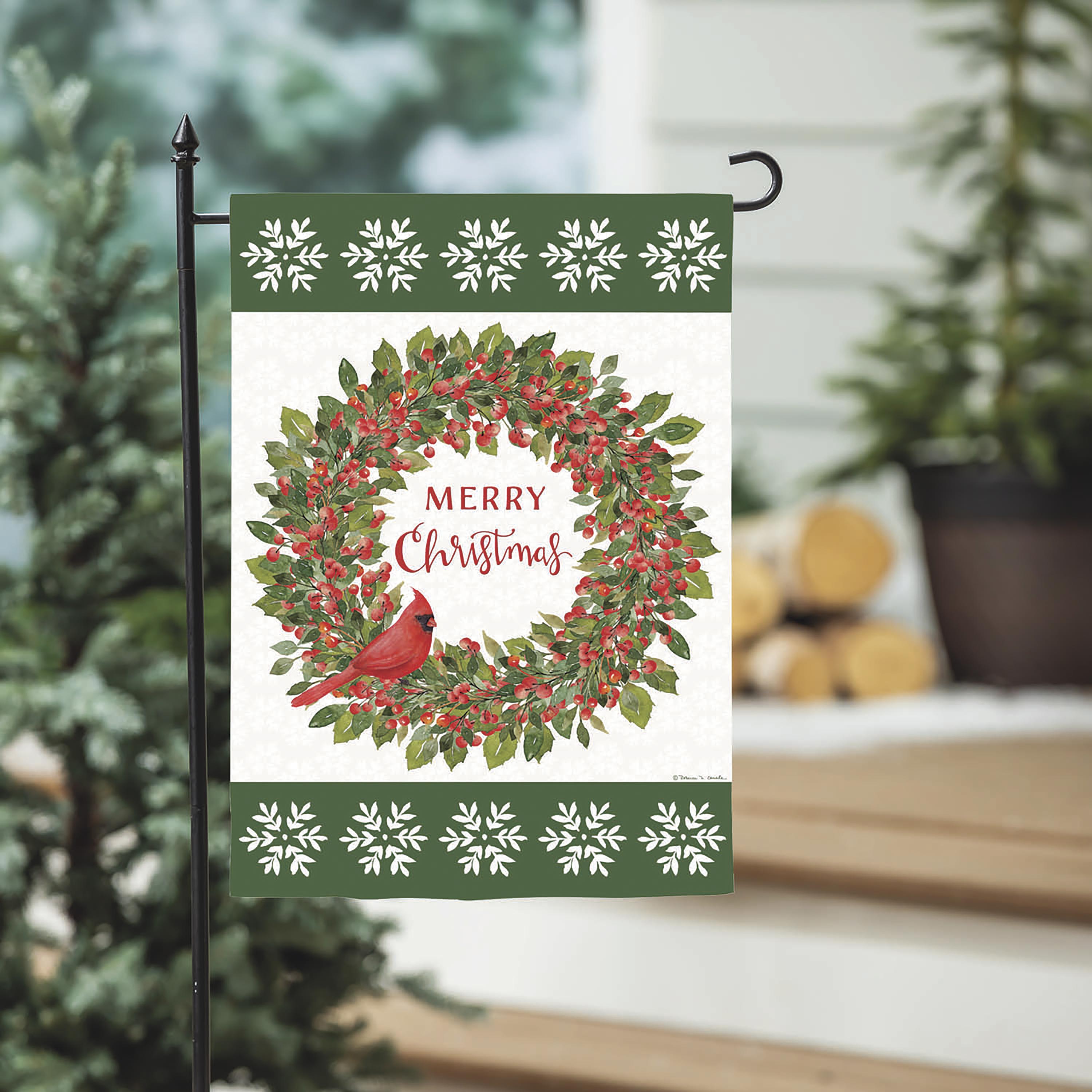 Christmas Cardinal Moire Garden Flag