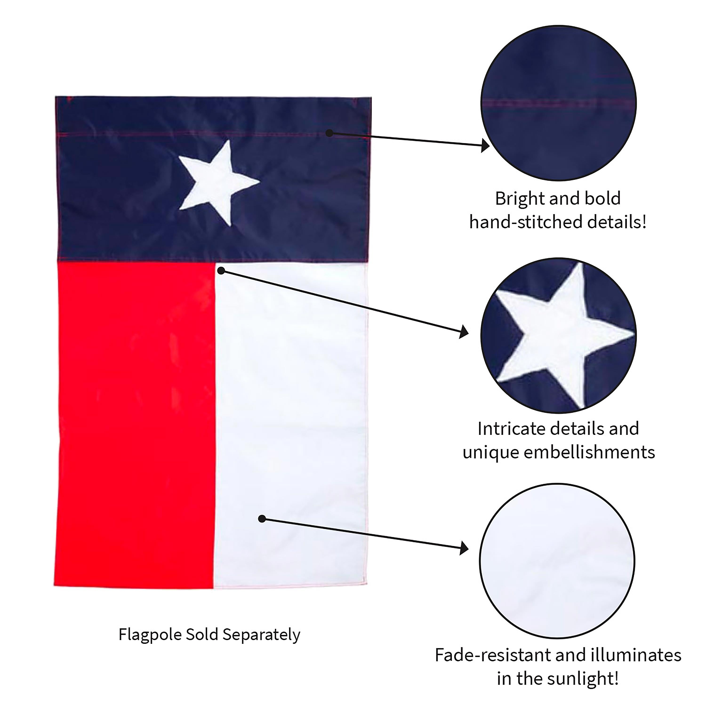 Texas State Flag Garden Applique Flag