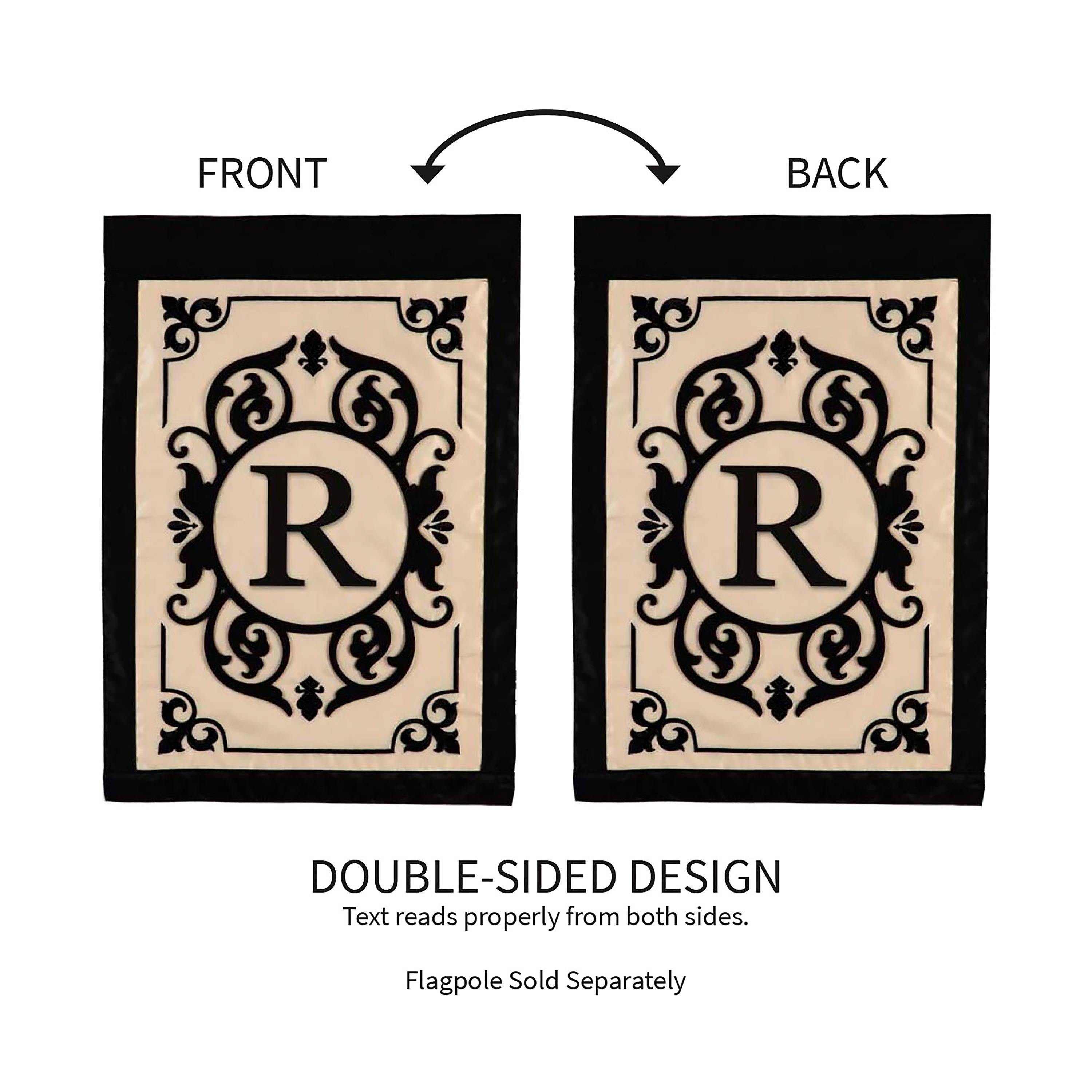 Cambridge Monogram Garden Applique Flag, Letter R