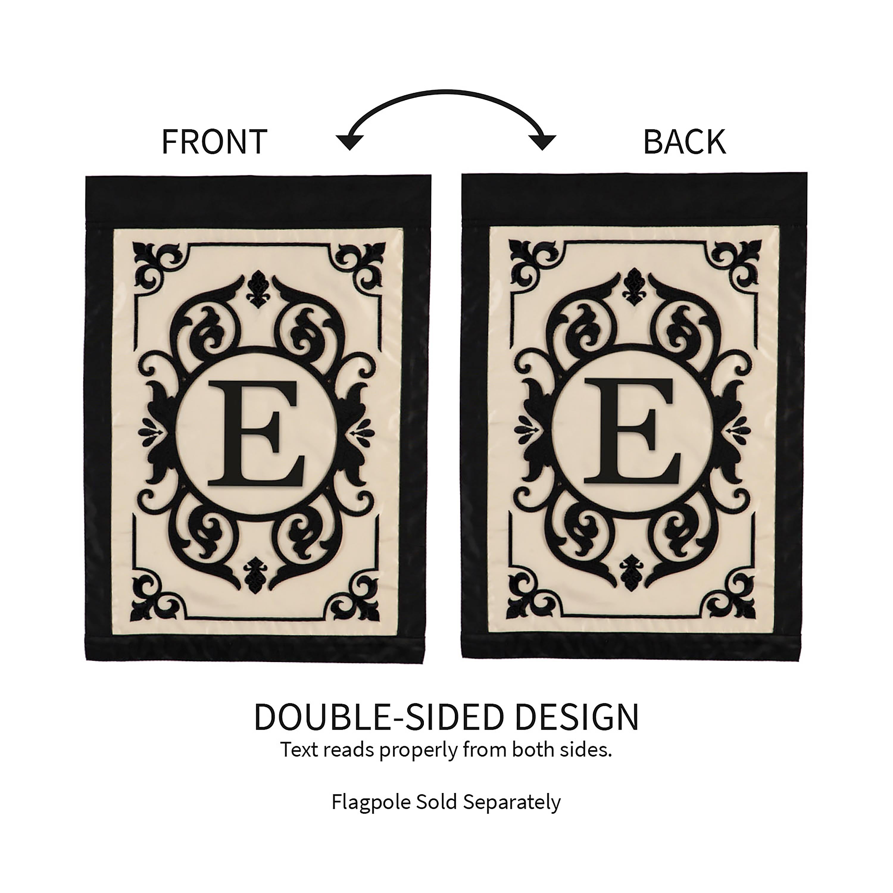 Cambridge Monogram Garden Applique Flag, Letter E
