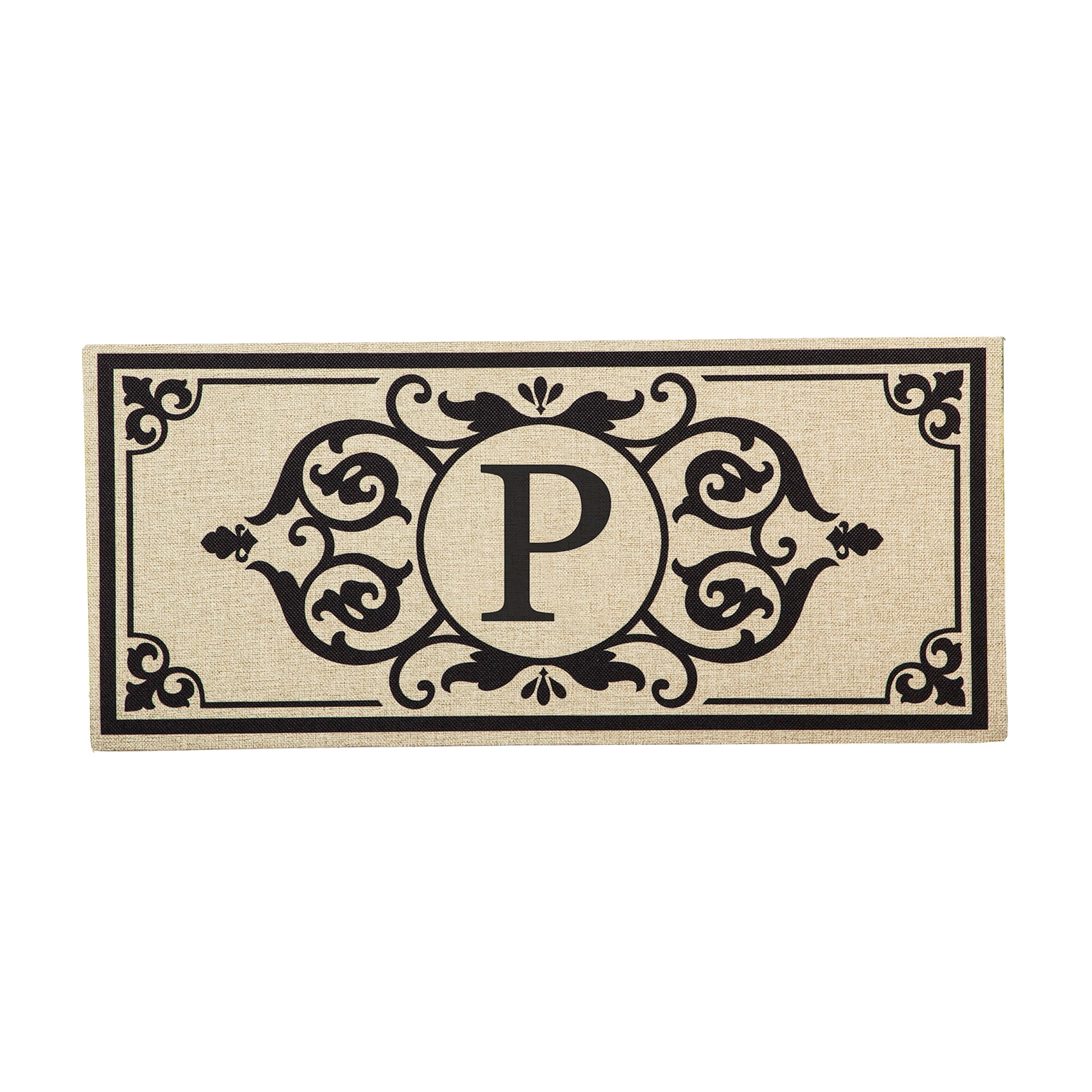 Cambridge Monogram Burlap Sassafras Switch Mat, Letter P