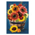 Barrel Of Blooms & Pumpkins Burlap House Flag
