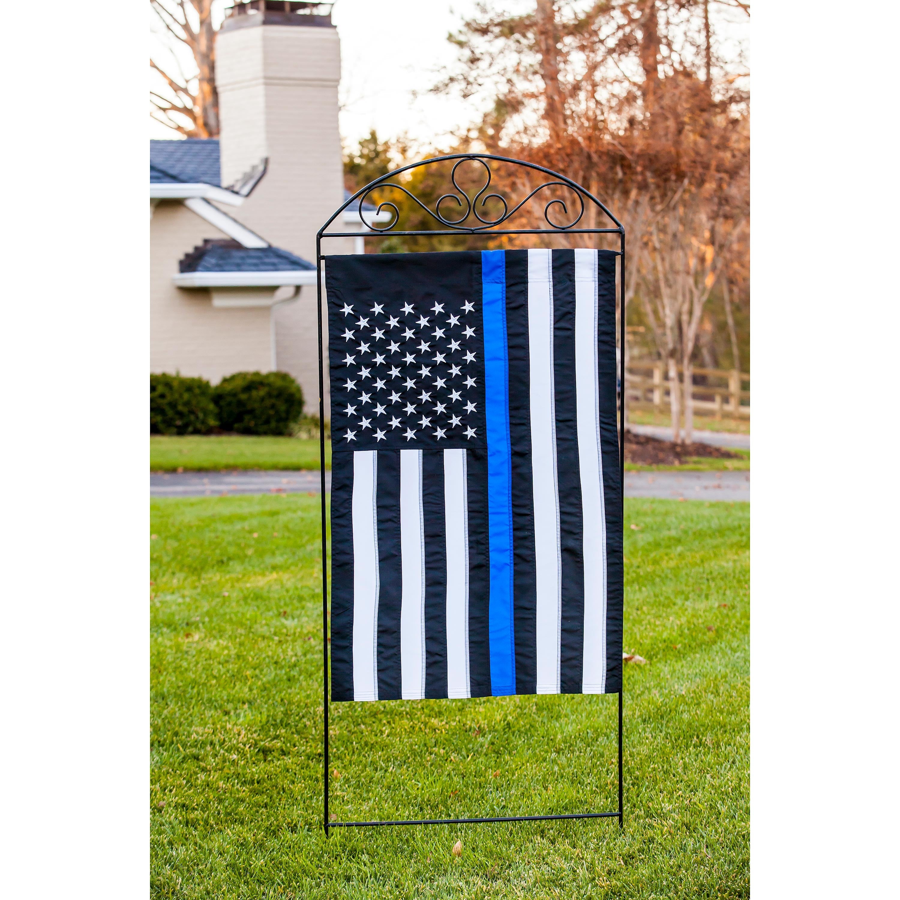Thin Blue Line House Applique Flag
