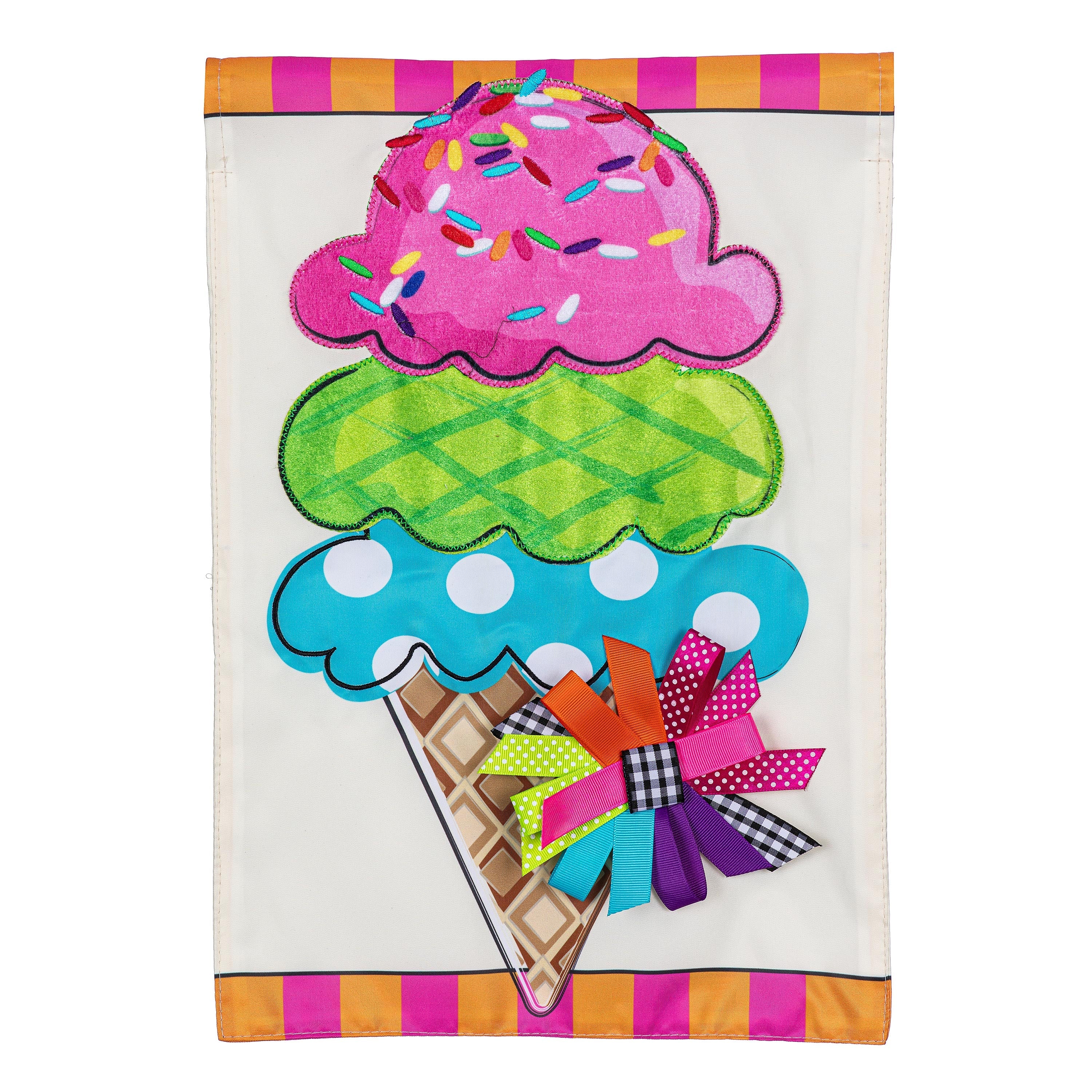 Sweet Summer Ice Cream Applique Garden Flag