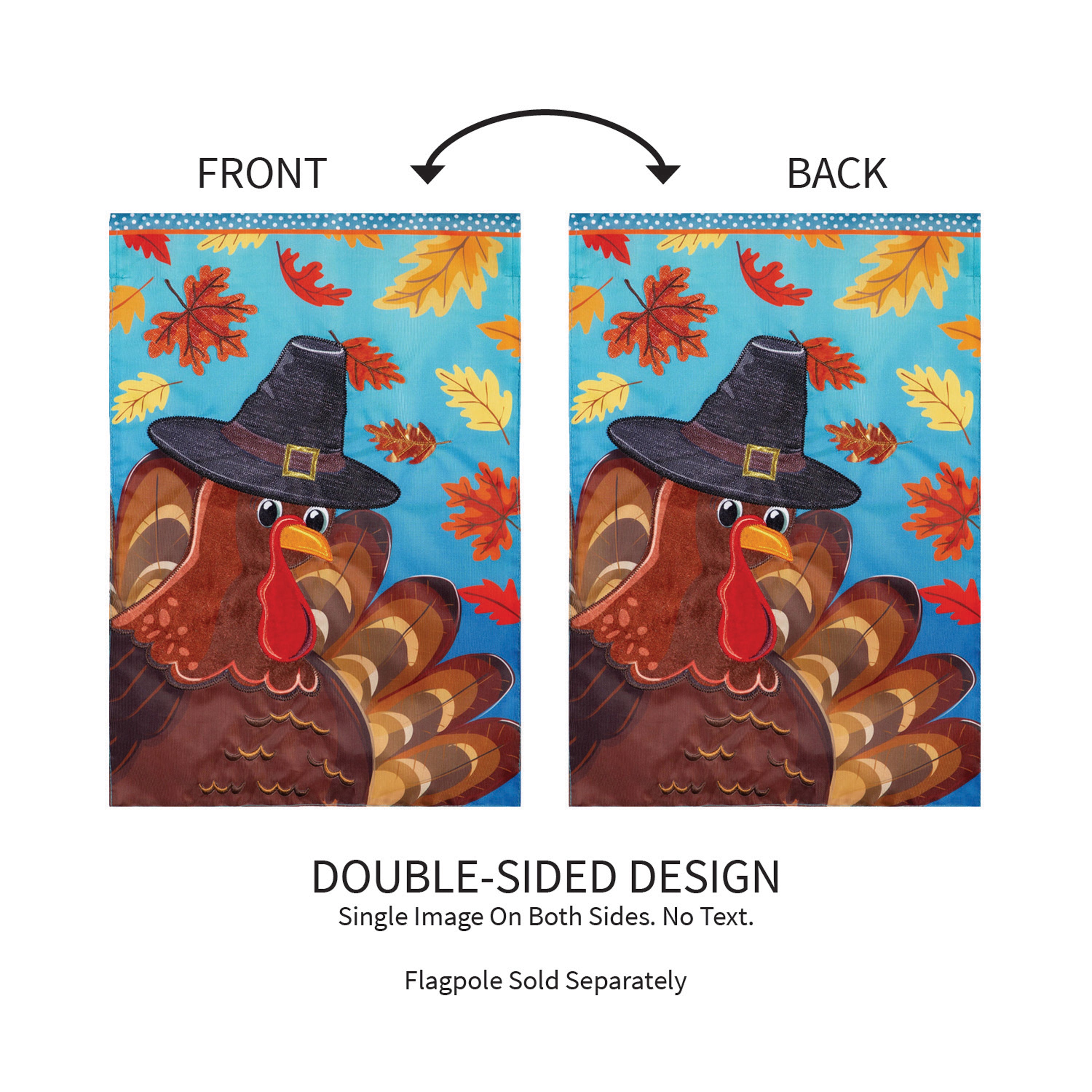 Turkey Time Applique Garden Flag